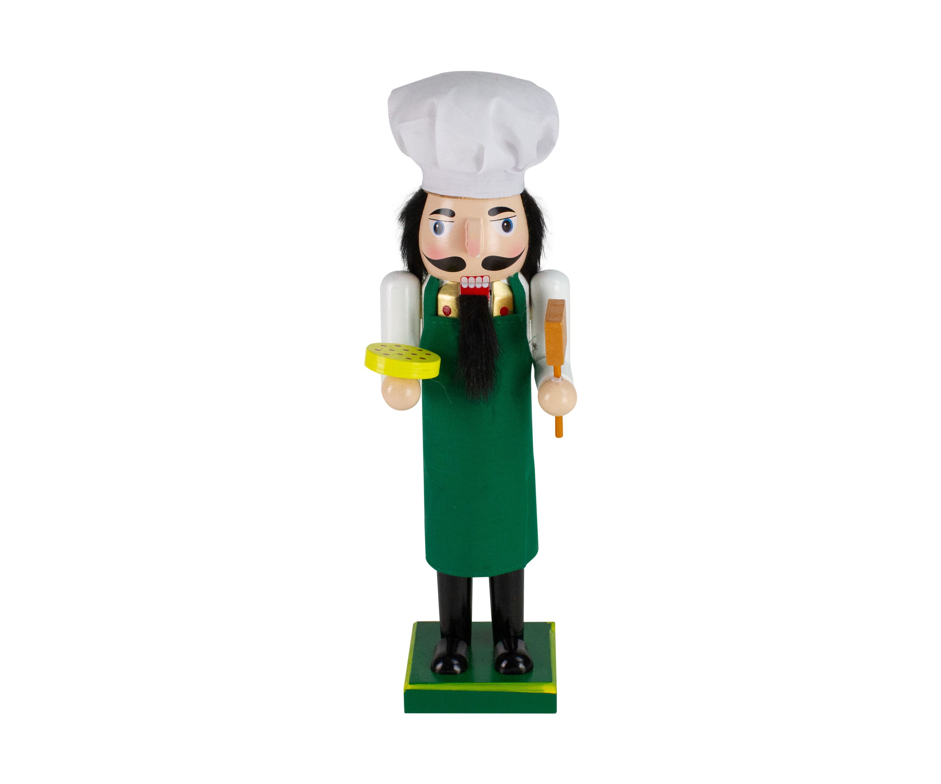 14Inch Green and White Wooden Christmas Nutcracker Pizza Maker