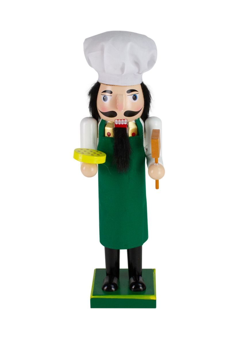 14Inch Green and White Wooden Christmas Nutcracker Pizza Maker