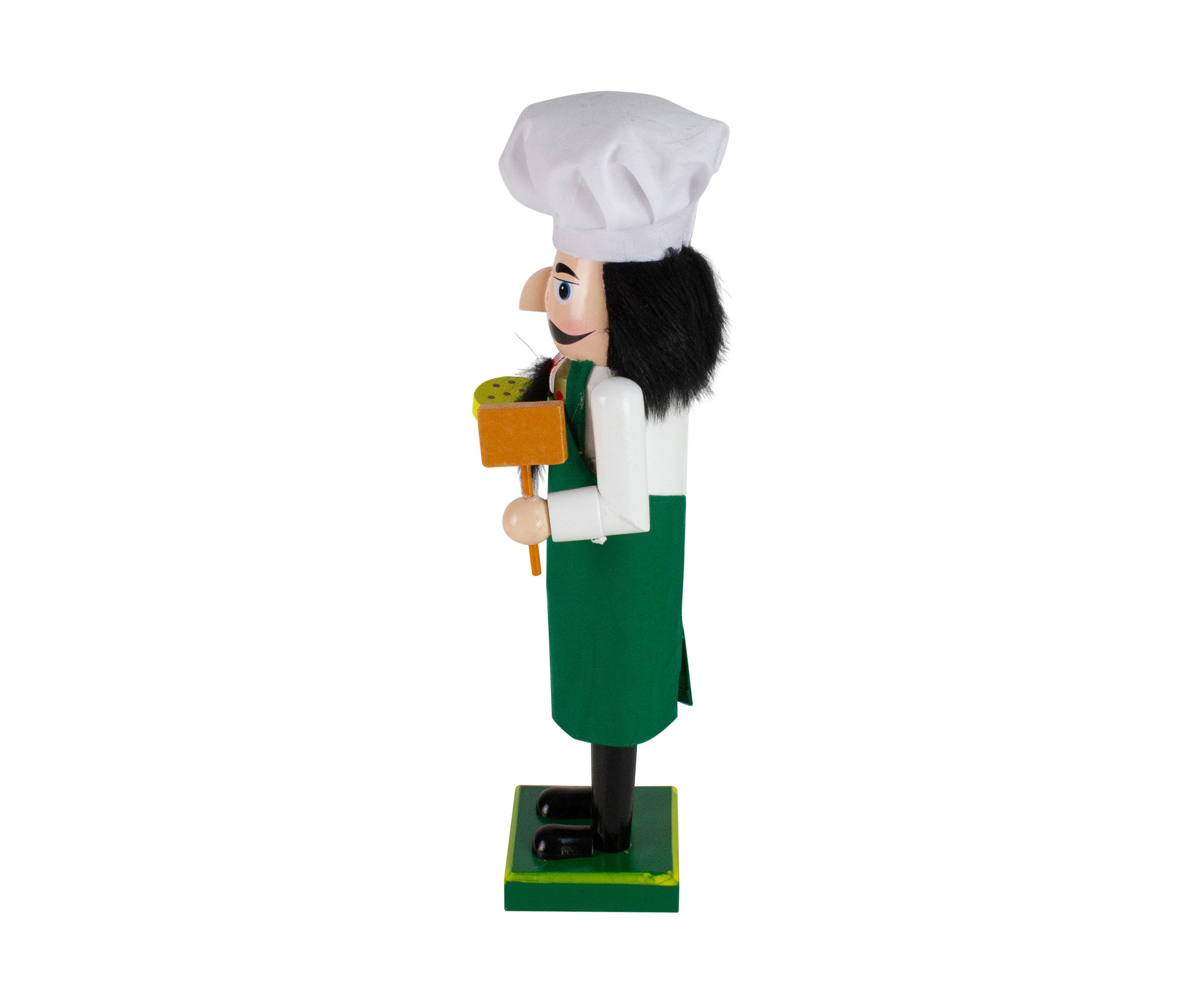 14Inch Green and White Wooden Christmas Nutcracker Pizza Maker