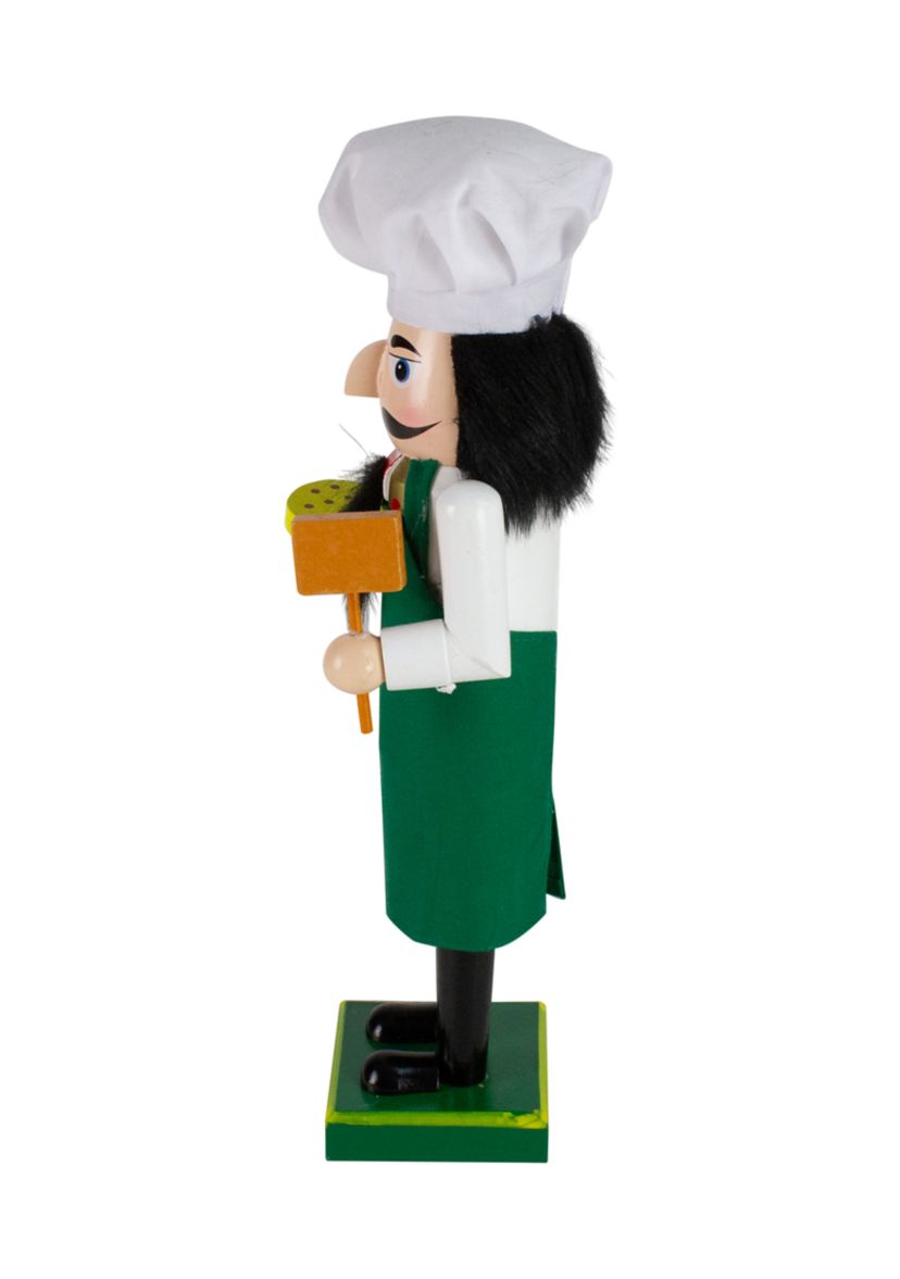 14Inch Green and White Wooden Christmas Nutcracker Pizza Maker