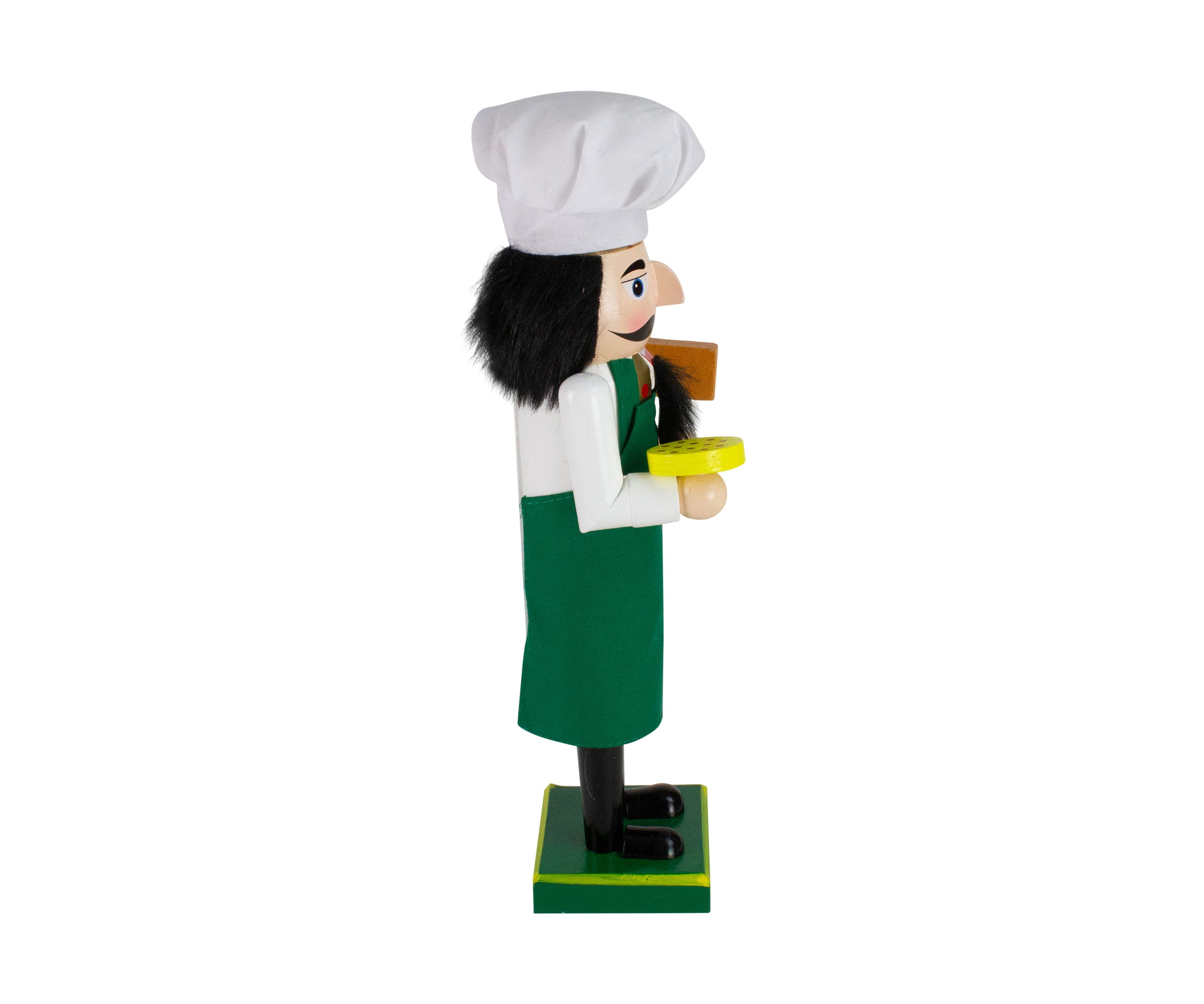 14Inch Green and White Wooden Christmas Nutcracker Pizza Maker