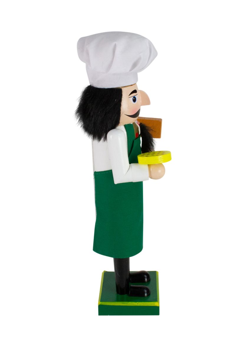14Inch Green and White Wooden Christmas Nutcracker Pizza Maker