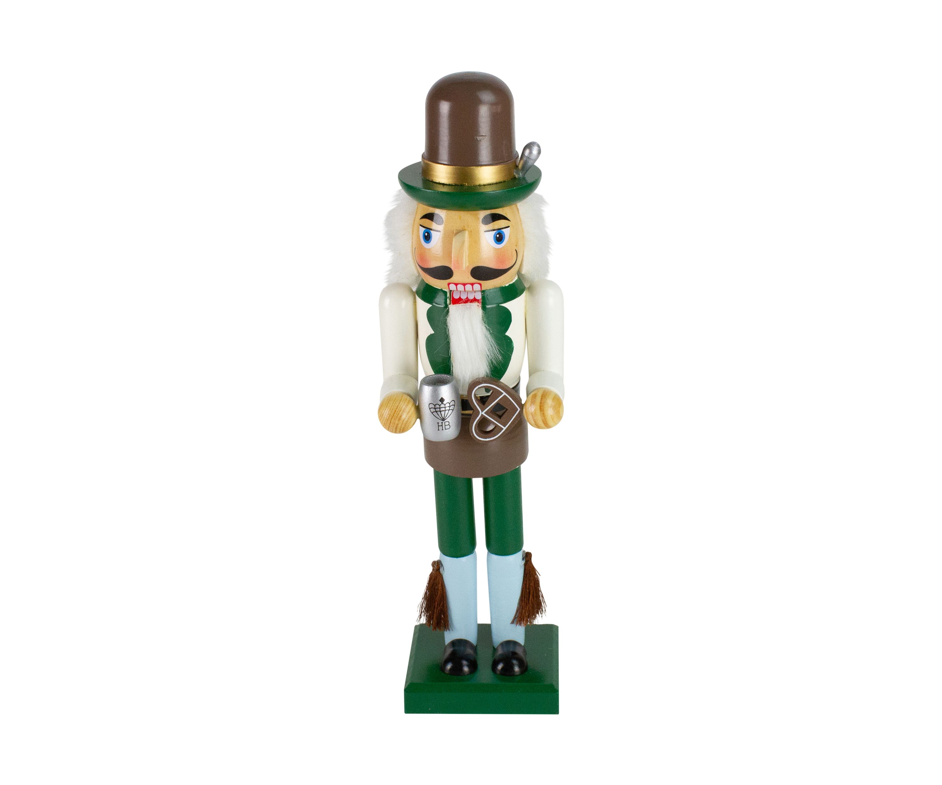 14Inch Green and Cream Wooden German Christmas Nutcracker