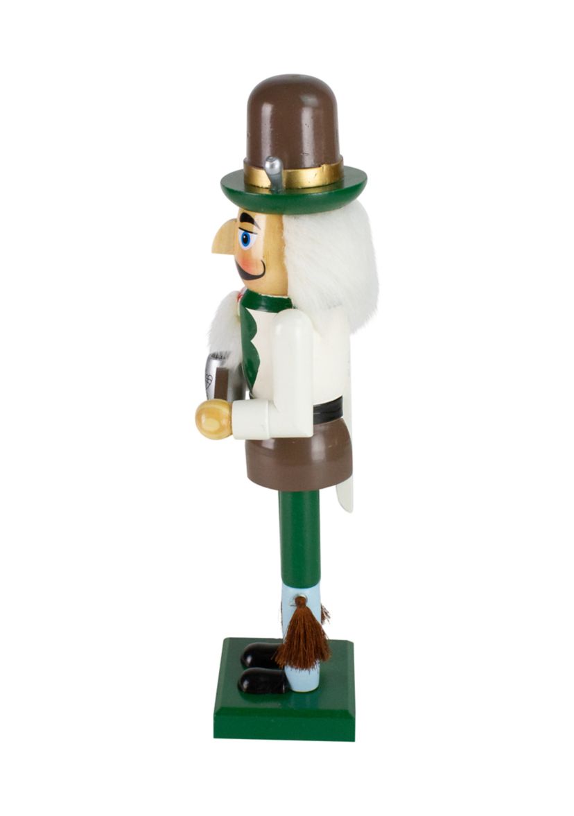 14Inch Green and Cream Wooden German Christmas Nutcracker