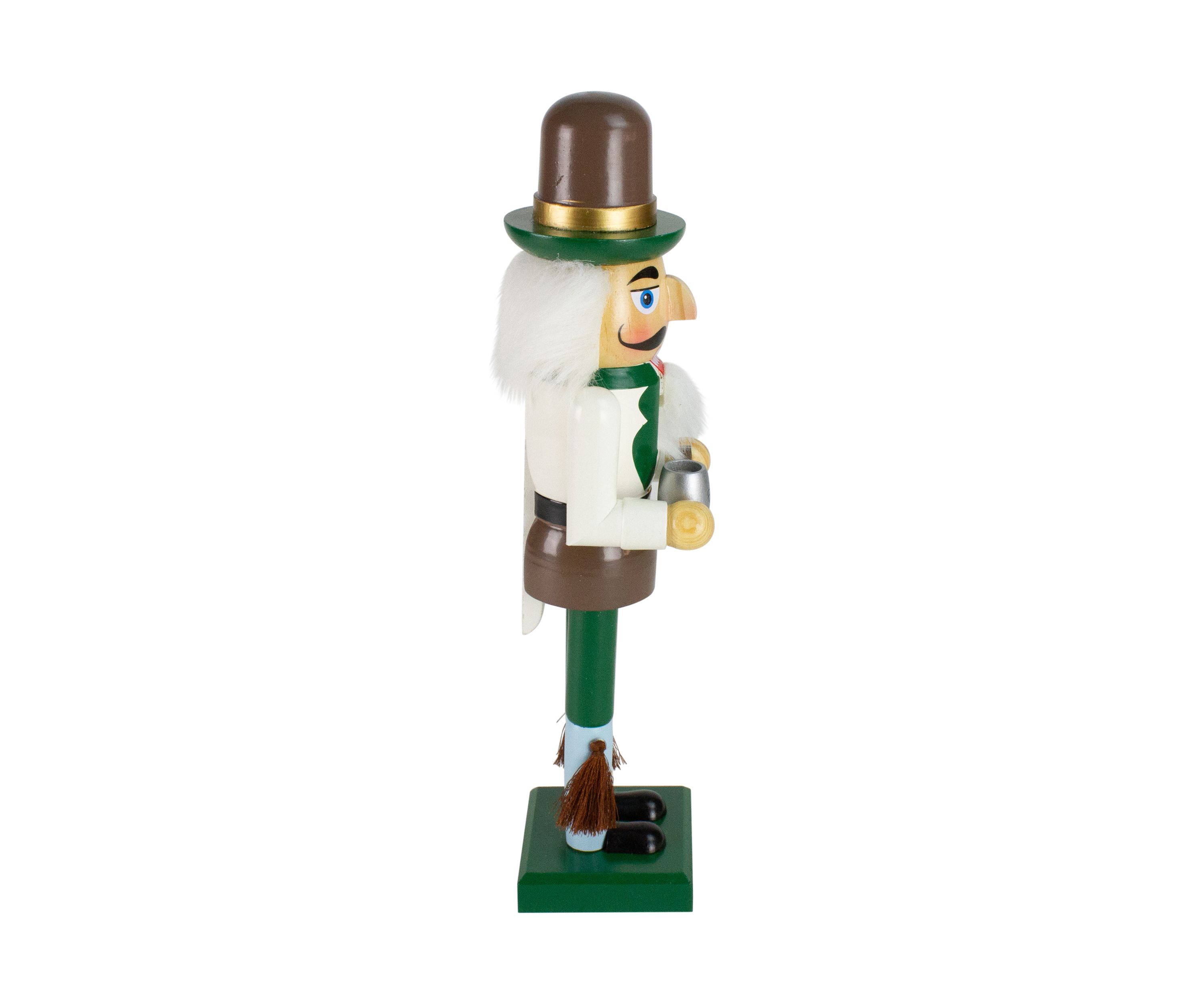 14Inch Green and Cream Wooden German Christmas Nutcracker