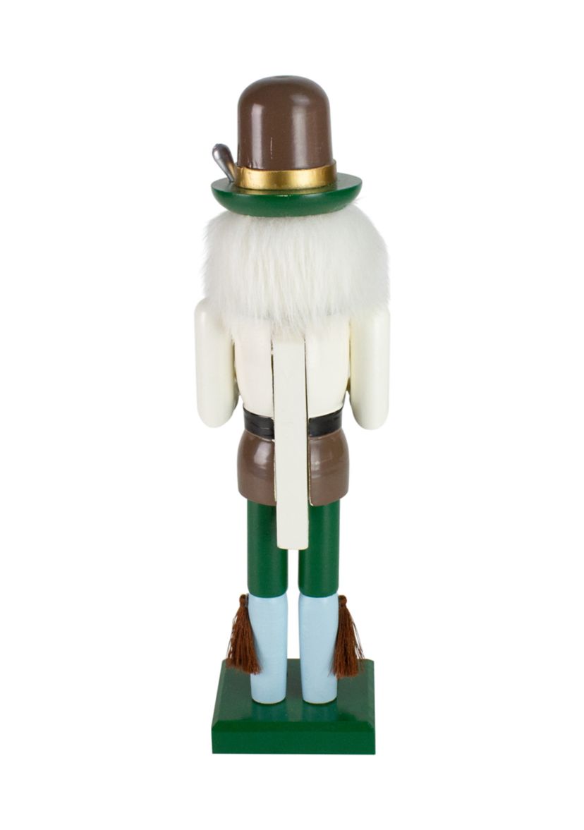 14Inch Green and Cream Wooden German Christmas Nutcracker