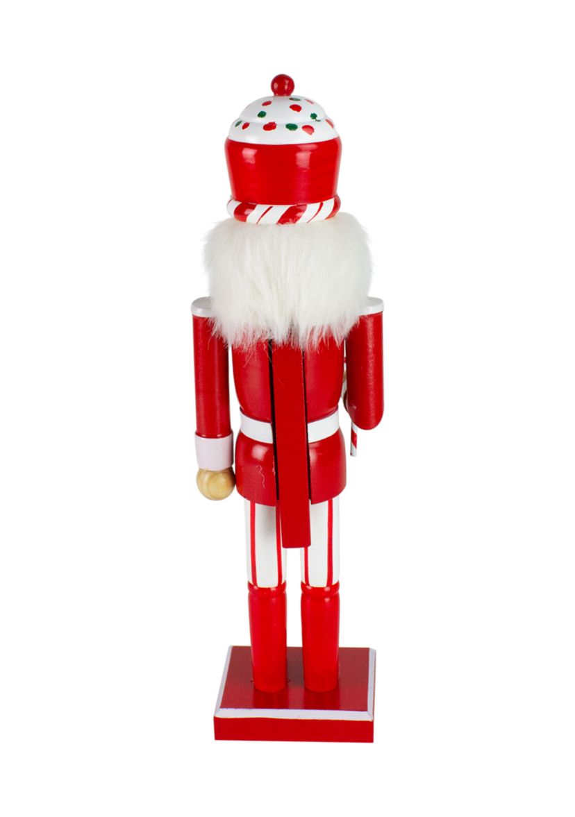 14Inch Red and White Wooden Candy Cane King Christmas Nutcracker