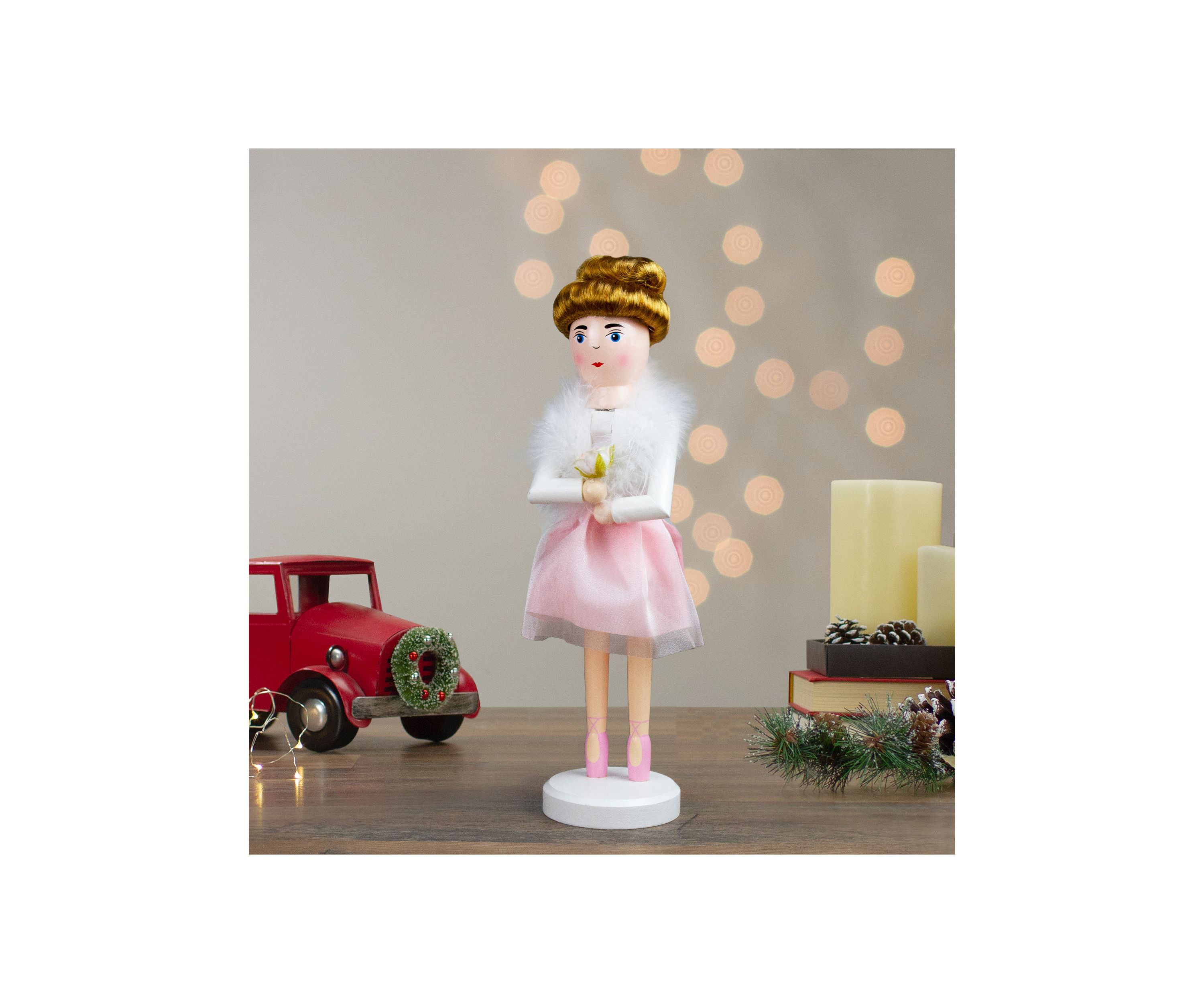 14Inch Pink Wooden Christmas Nutcracker Ballerina