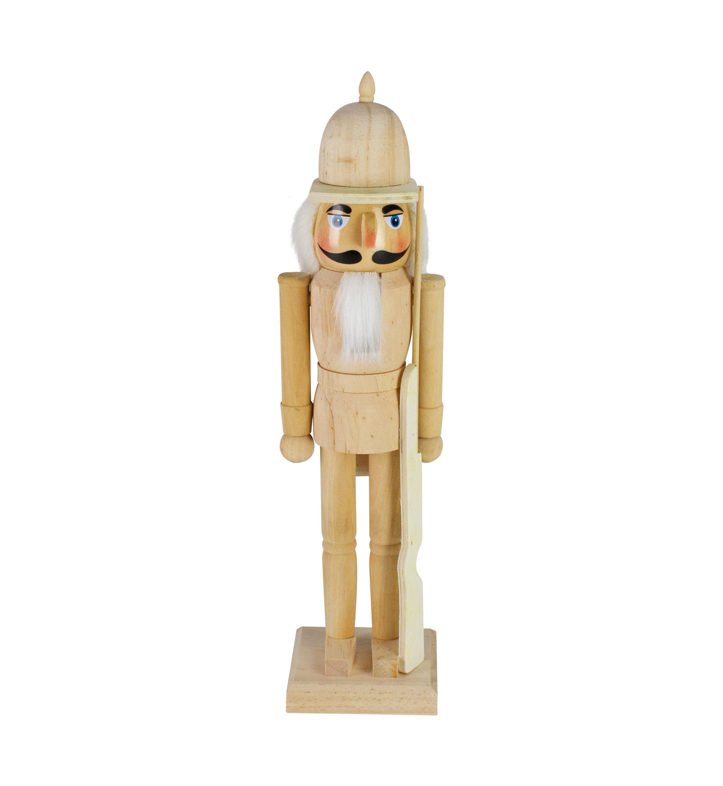 15Inch Unfinished Paintable Wooden Christmas Nutcracker with Rifle