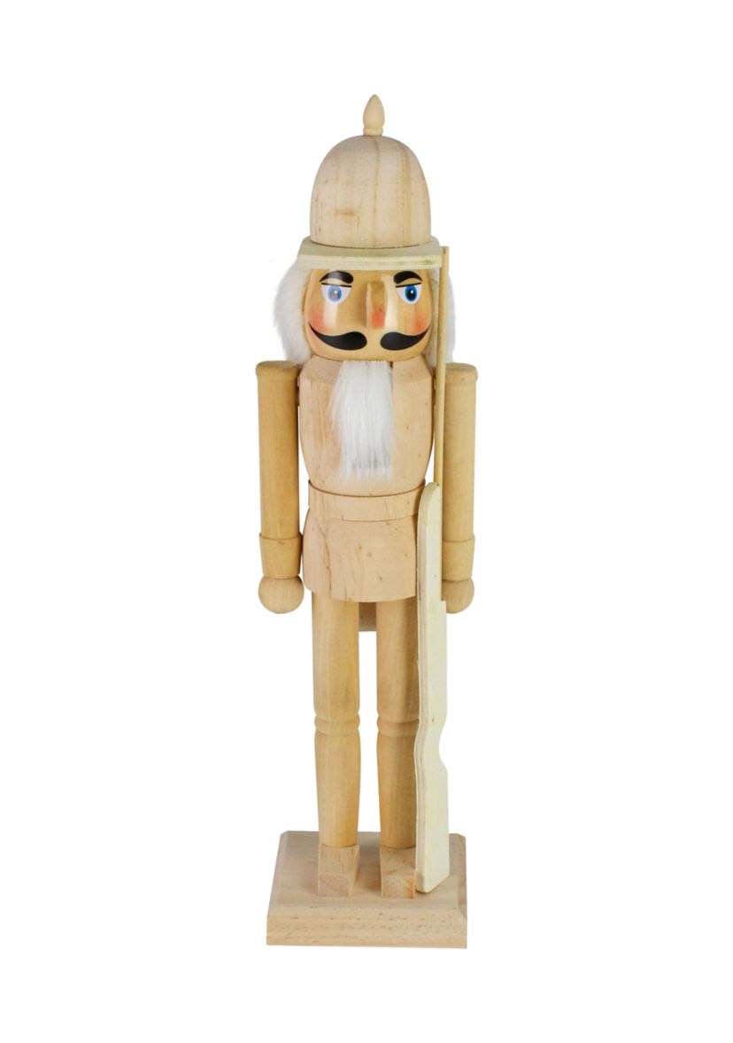 15Inch Unfinished Paintable Wooden Christmas Nutcracker with Rifle