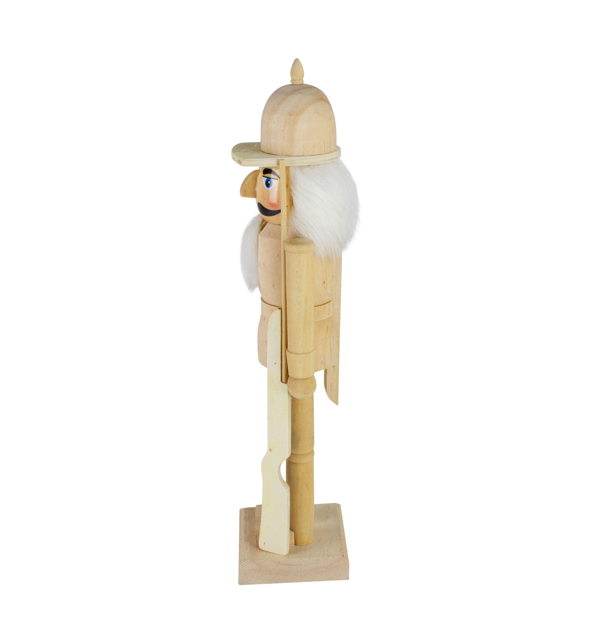15Inch Unfinished Paintable Wooden Christmas Nutcracker with Rifle