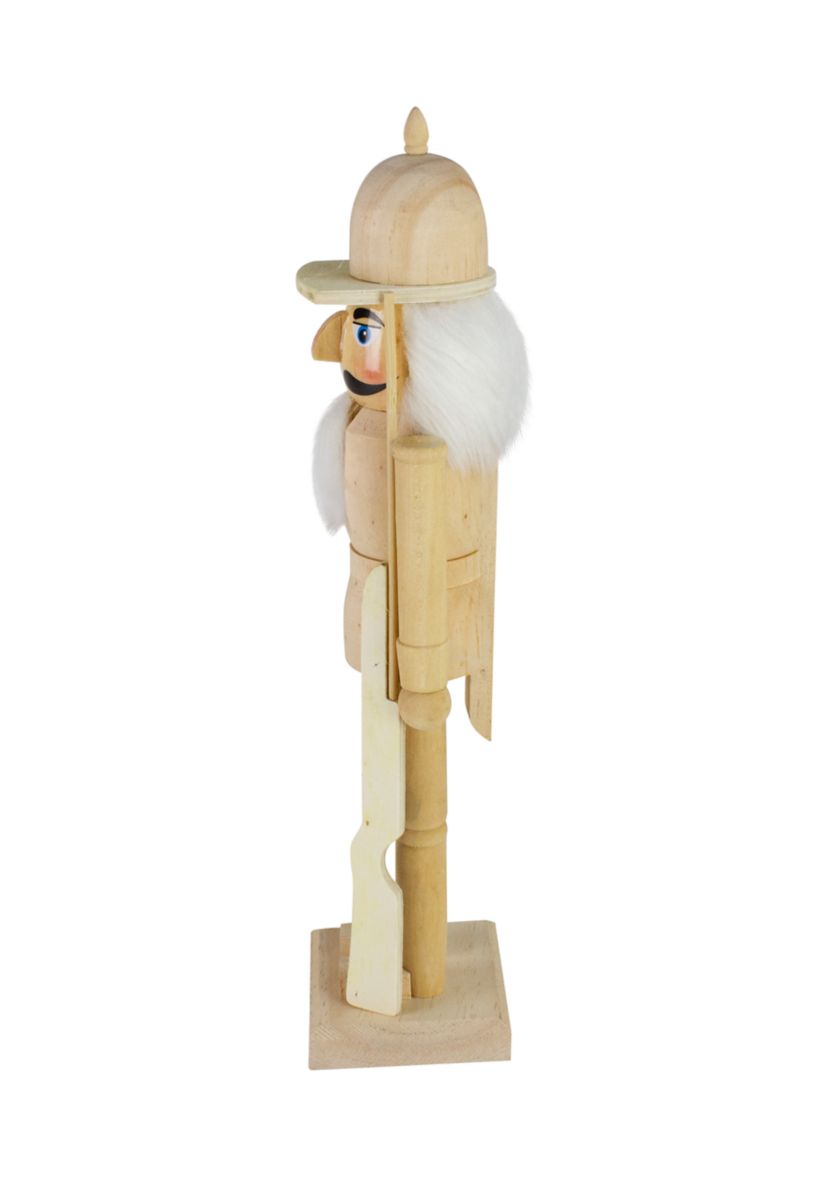 15Inch Unfinished Paintable Wooden Christmas Nutcracker with Rifle