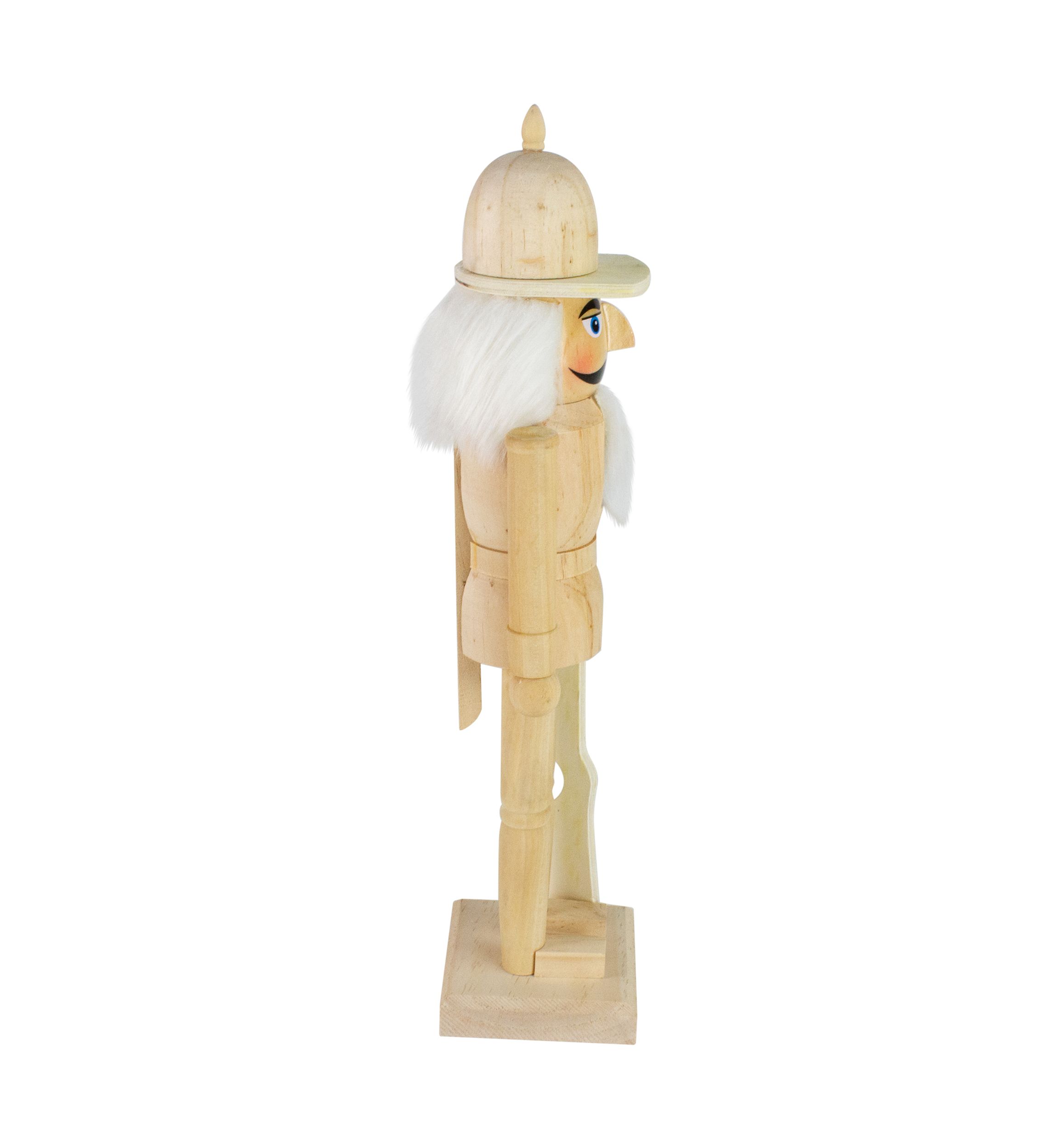 15Inch Unfinished Paintable Wooden Christmas Nutcracker with Rifle
