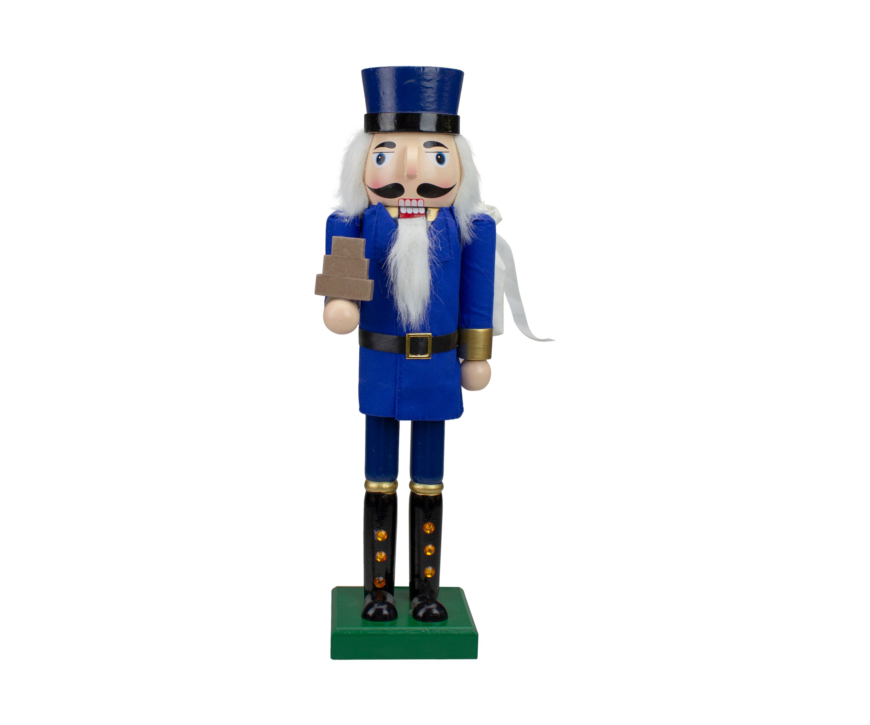 14Inch Blue and Gold Wooden Mail Carrier Christmas Nutcracker