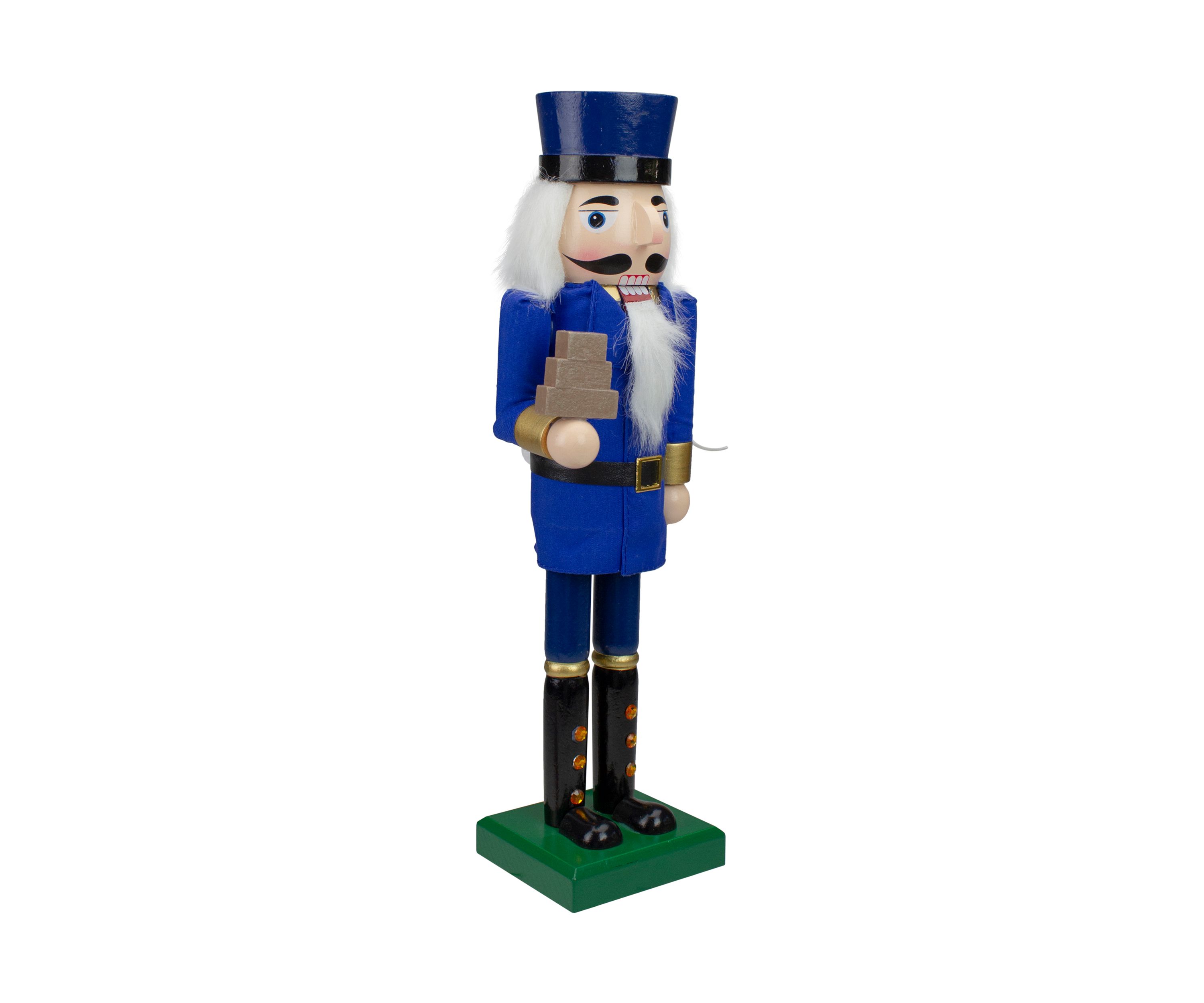 14Inch Blue and Gold Wooden Mail Carrier Christmas Nutcracker