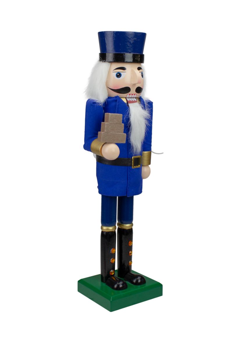 14Inch Blue and Gold Wooden Mail Carrier Christmas Nutcracker