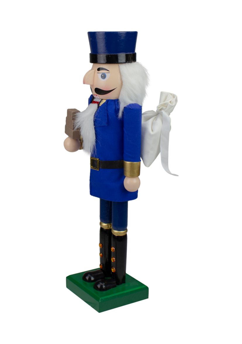 14Inch Blue and Gold Wooden Mail Carrier Christmas Nutcracker