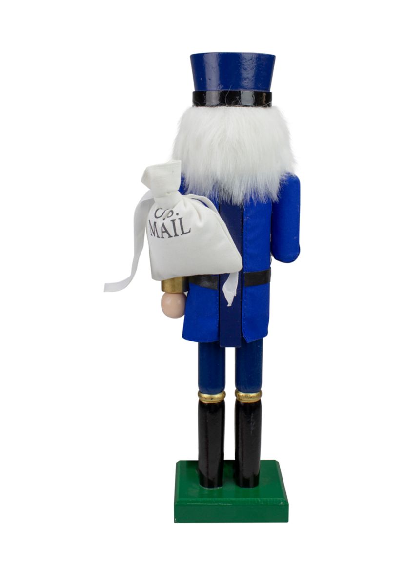 14Inch Blue and Gold Wooden Mail Carrier Christmas Nutcracker