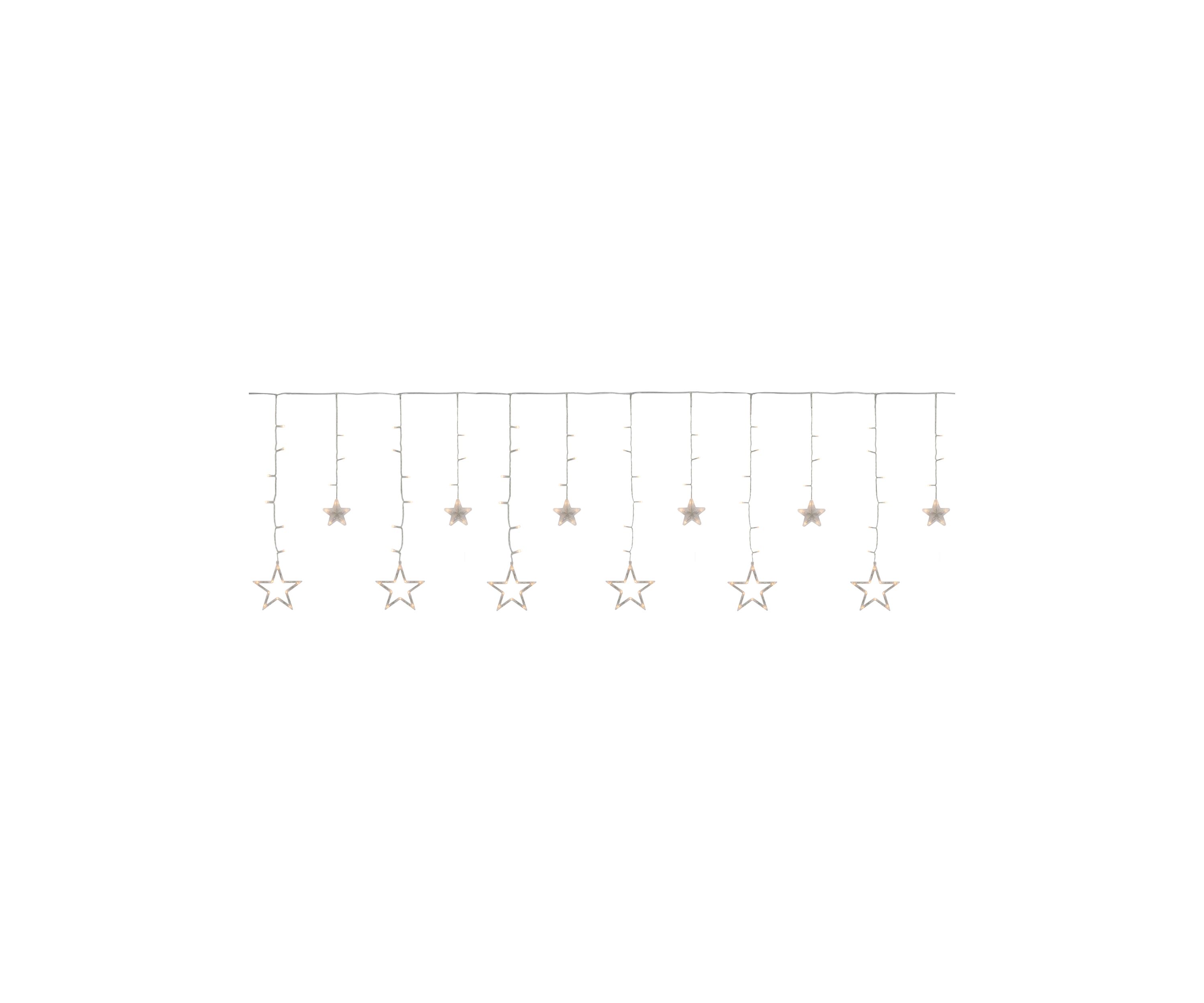 138 Clear LED Star Drop Window Curtain Christmas Lights - 17.75ft Clear Wire