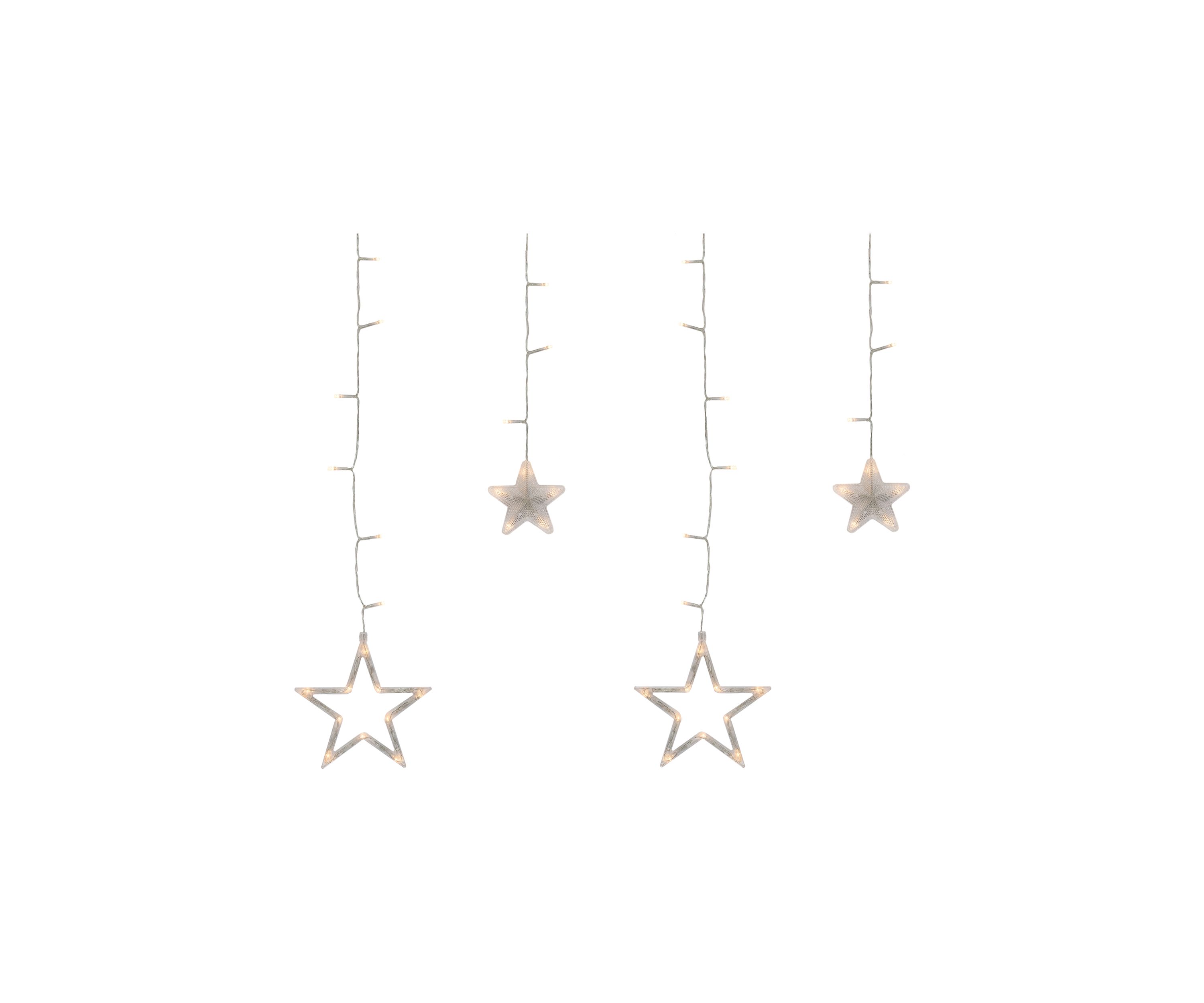 138 Clear LED Star Drop Window Curtain Christmas Lights - 17.75ft Clear Wire