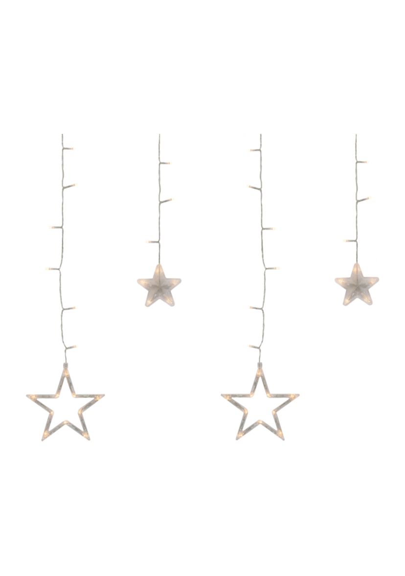 138 Clear LED Star Drop Window Curtain Christmas Lights - 17.75ft Clear Wire