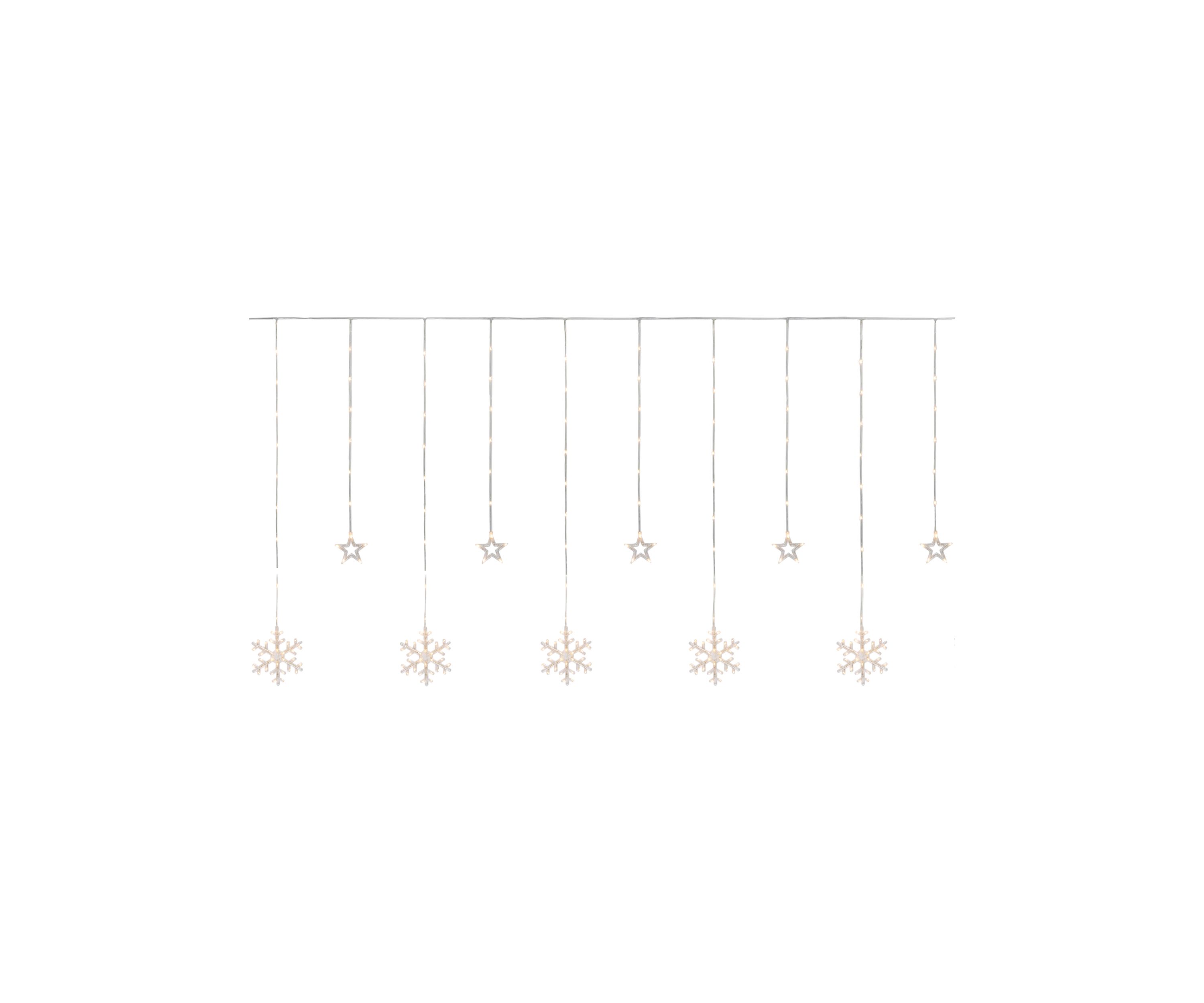 250 Clear LED Star and Snowflake Window Curtain Christmas Lights - 15.75ft Clear Wire