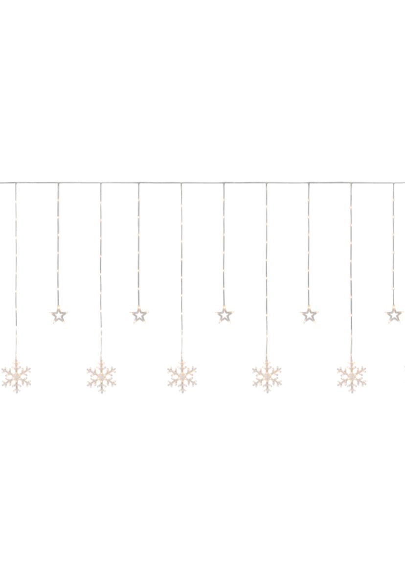 250 Clear LED Star and Snowflake Window Curtain Christmas Lights - 15.75ft Clear Wire