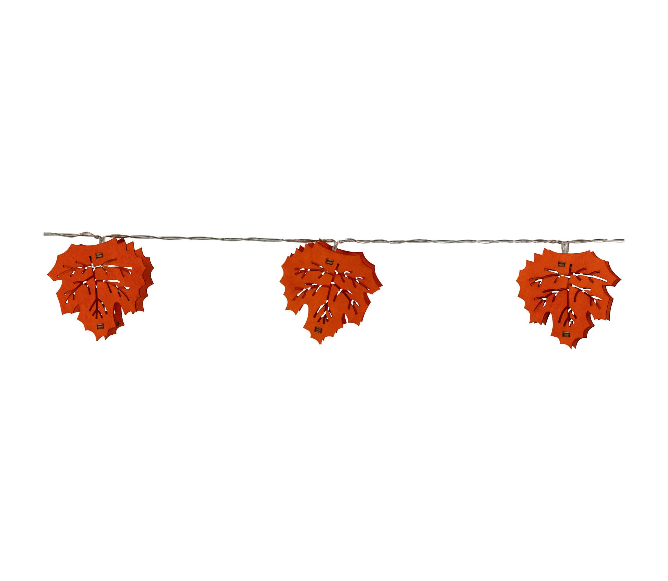 LED Maple Leaves Fall Harvest Fairy Lights - 4.5 ft Silver Wire - 10ct