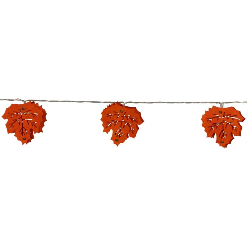 LED Maple Leaves Fall Harvest Fairy Lights - 4.5 ft Silver Wire - 10ct