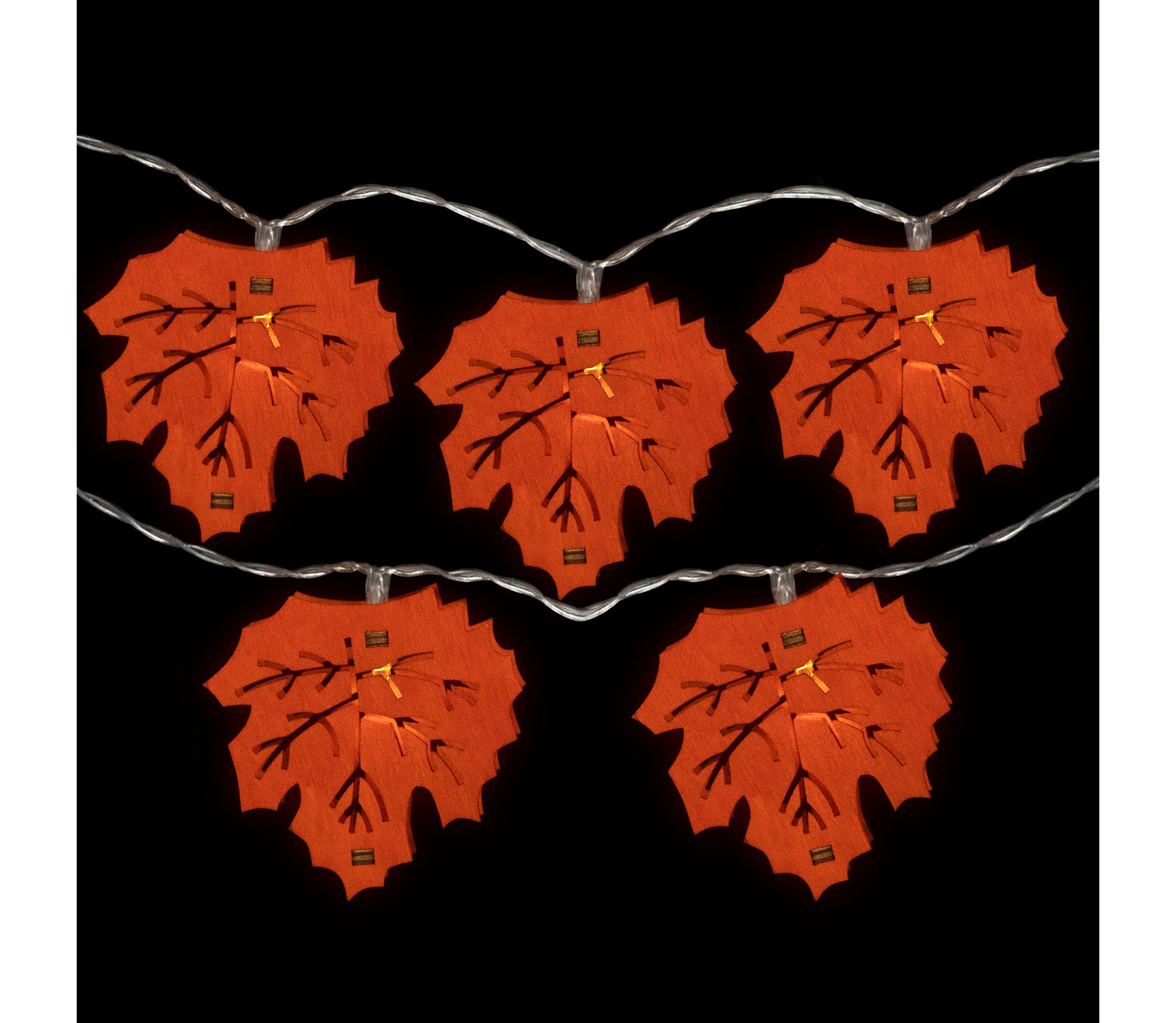 LED Maple Leaves Fall Harvest Fairy Lights - 4.5 ft Silver Wire - 10ct