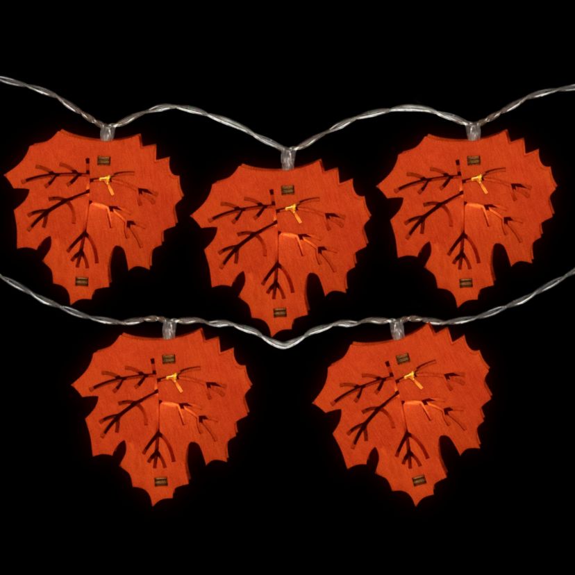 LED Maple Leaves Fall Harvest Fairy Lights - 4.5 ft Silver Wire - 10ct