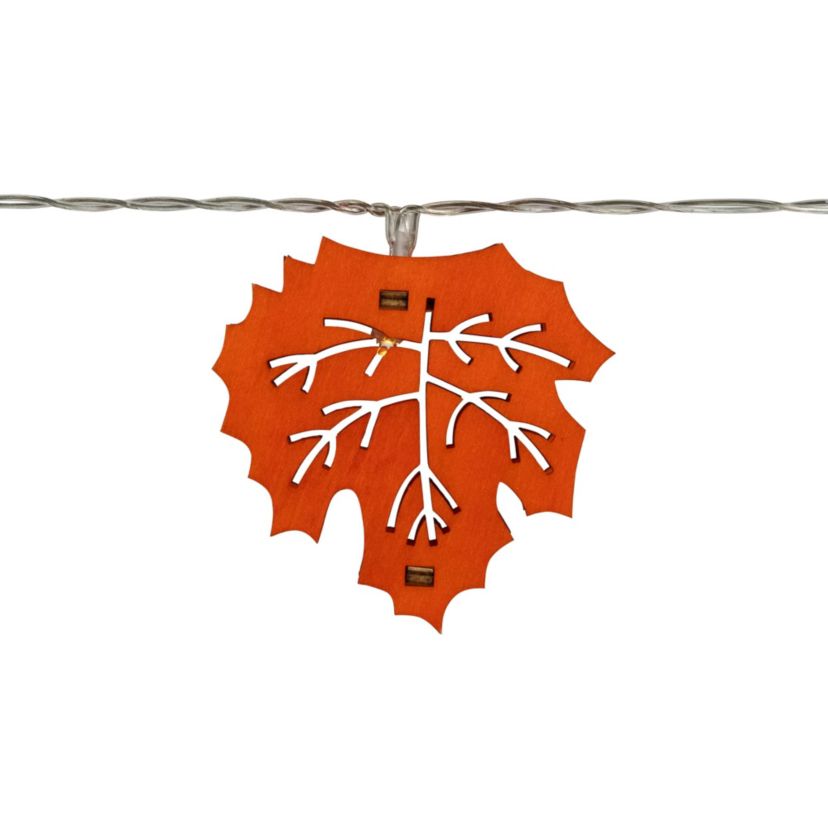 LED Maple Leaves Fall Harvest Fairy Lights - 4.5 ft Silver Wire - 10ct