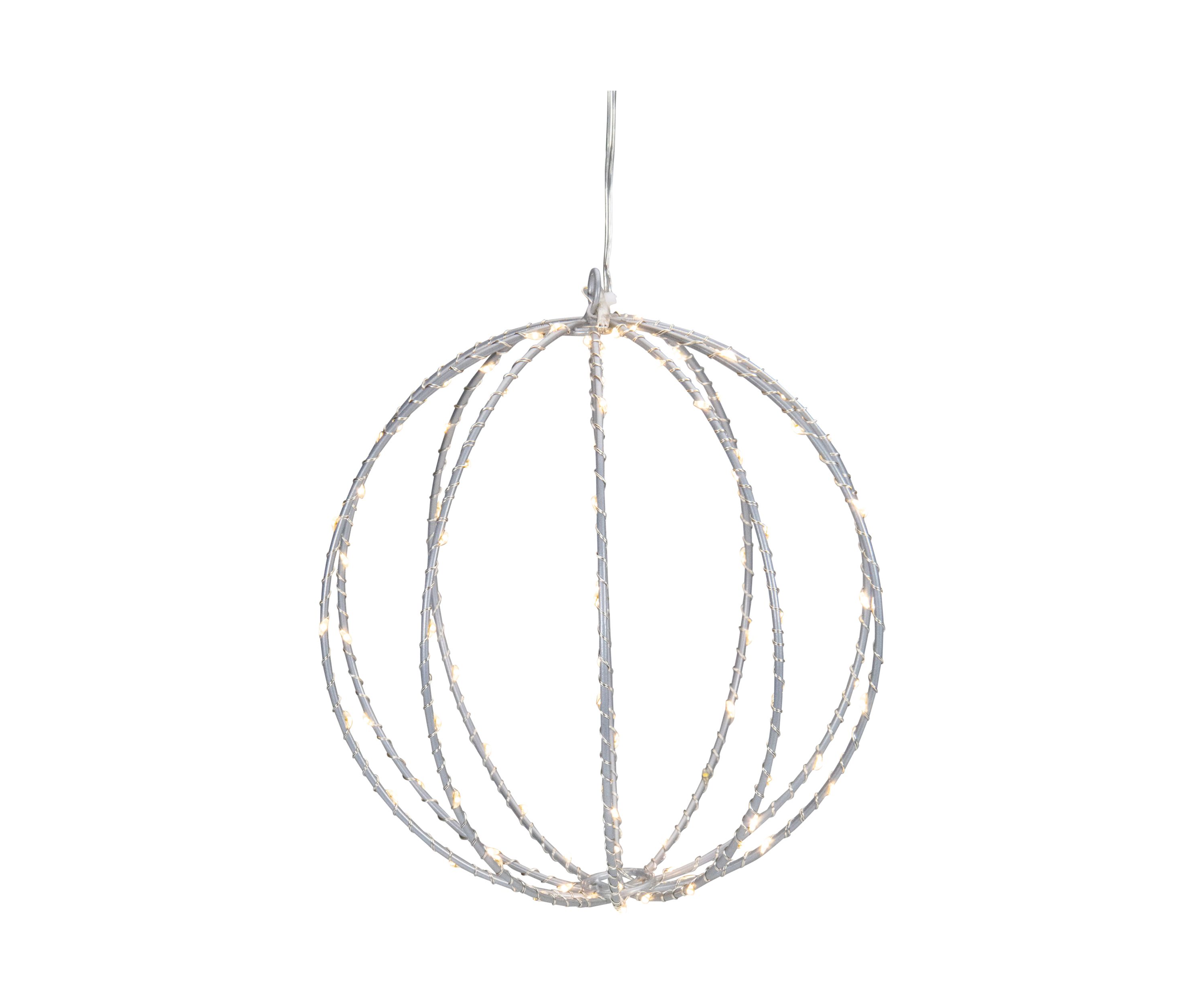 8-Inch LED Lighted Christmas Hanging Ball Decoration - Warm White Lights