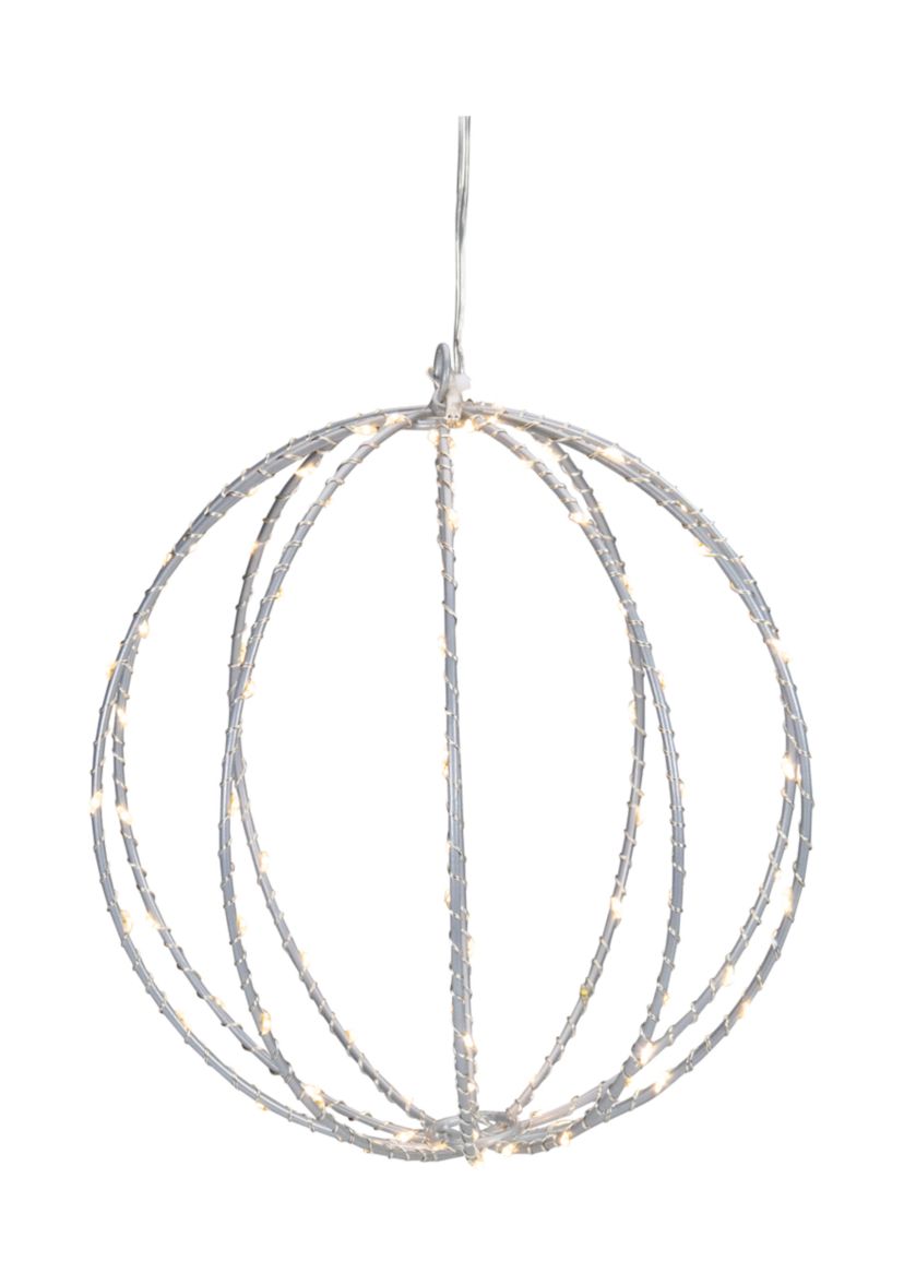 8-Inch LED Lighted Christmas Hanging Ball Decoration - Warm White Lights