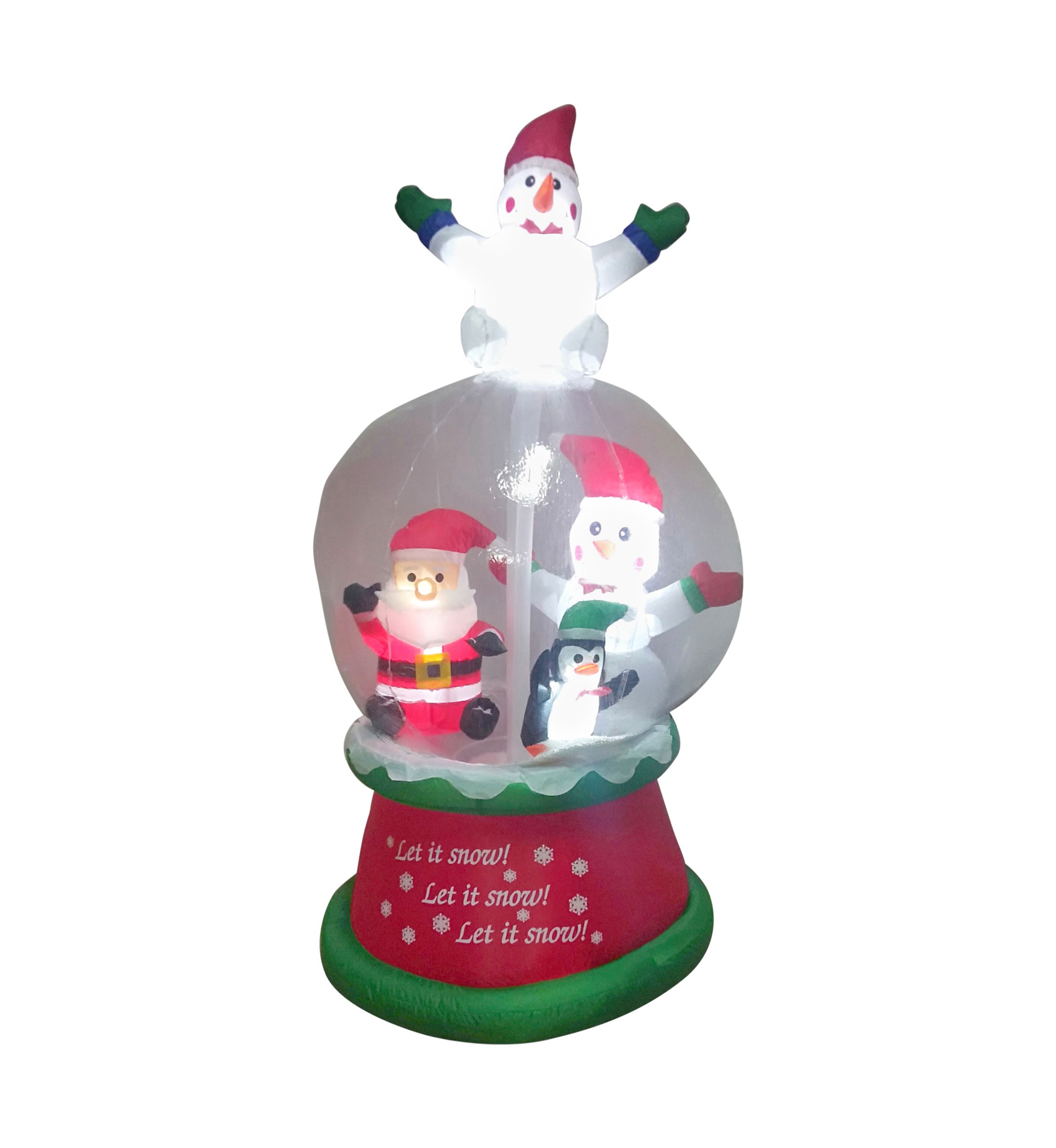 6.75ft Lighted Inflatable Santa and Friends Snow Globe Outdoor Christmas Decoration