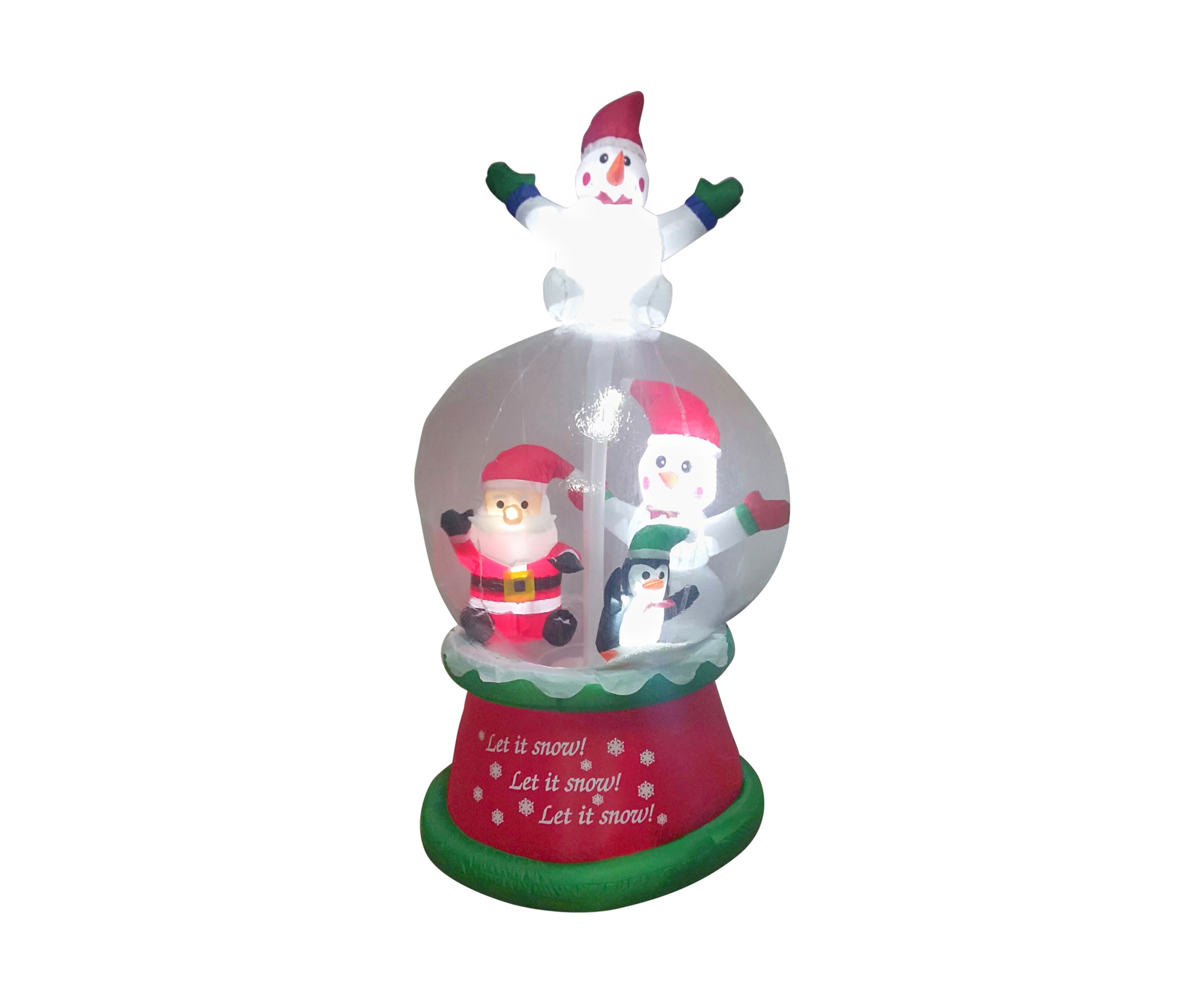 6.75ft Lighted Inflatable Santa and Friends Snow Globe Outdoor Christmas Decoration