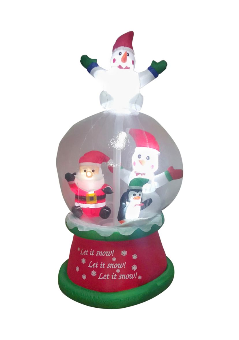 6.75ft Lighted Inflatable Santa and Friends Snow Globe Outdoor Christmas Decoration