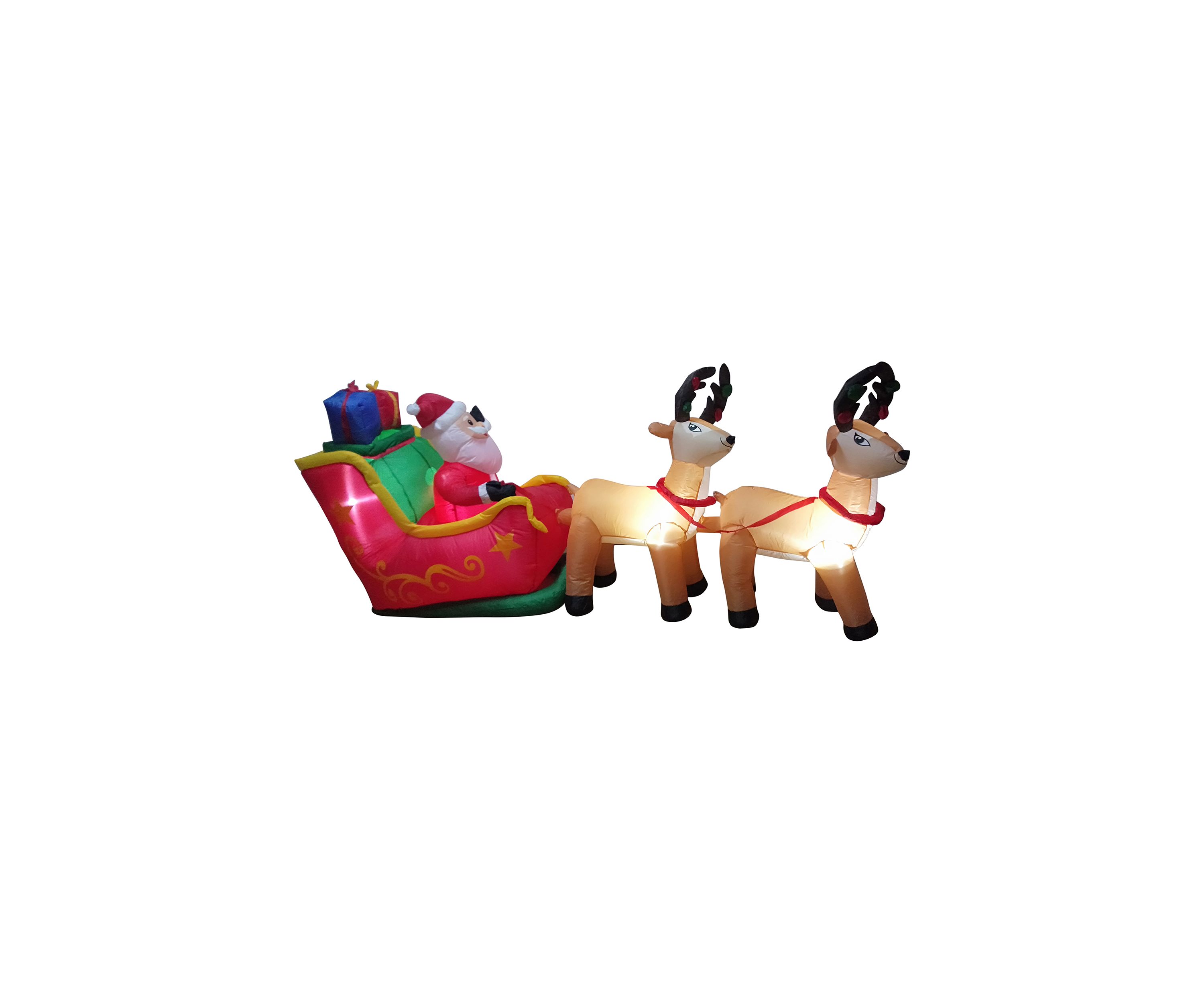 8 Inflatable Santas Sleigh and Reindeer Outdoor Christmas Decoration