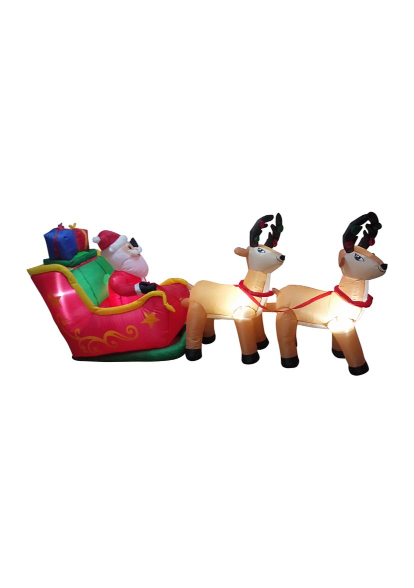 8 Inflatable Santas Sleigh and Reindeer Outdoor Christmas Decoration