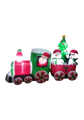 8' Inflatable Train With Santa and Friends Outdoor Christmas Decoration