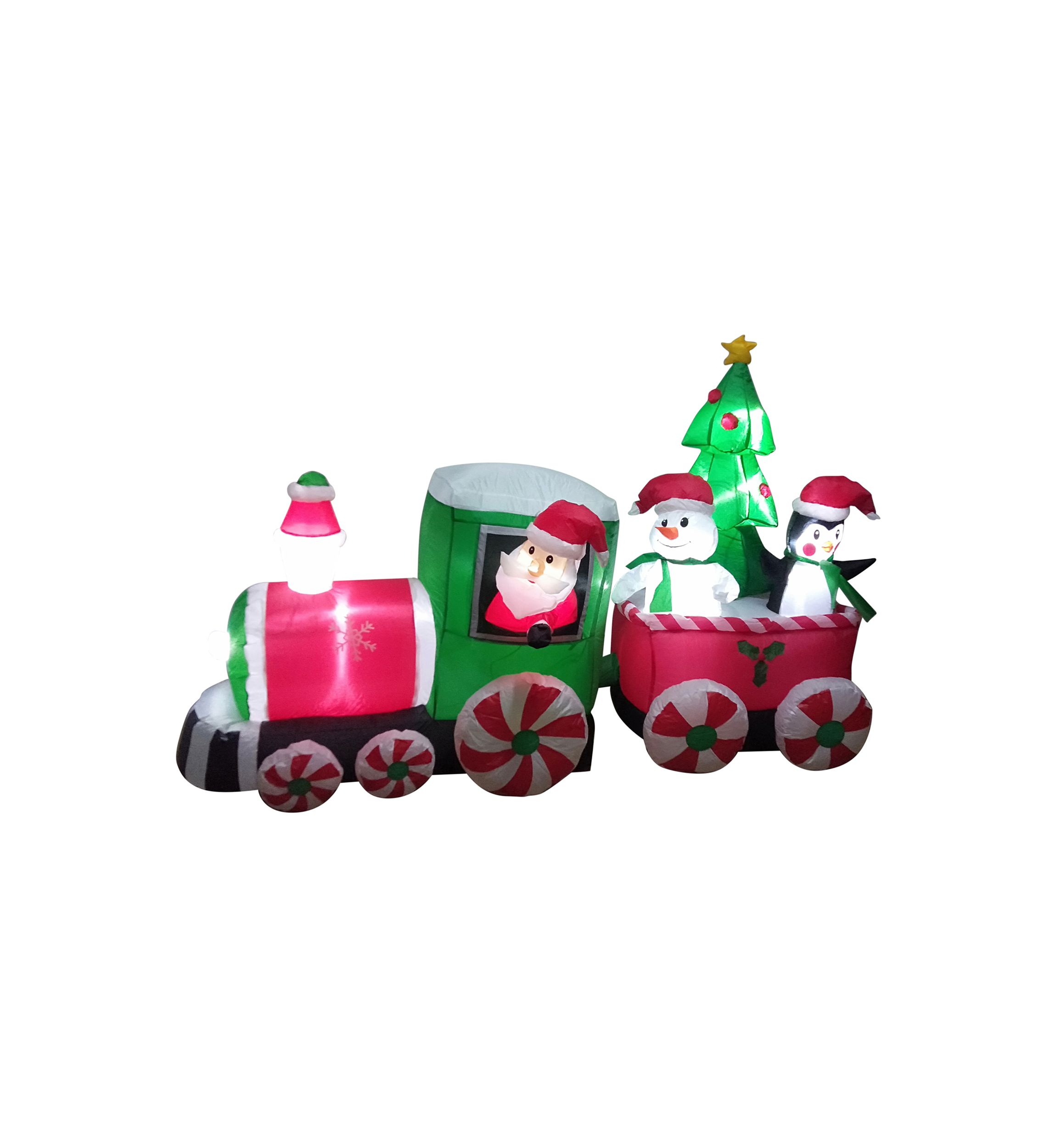 8 Inflatable Train With Santa and Friends Outdoor Christmas Decoration