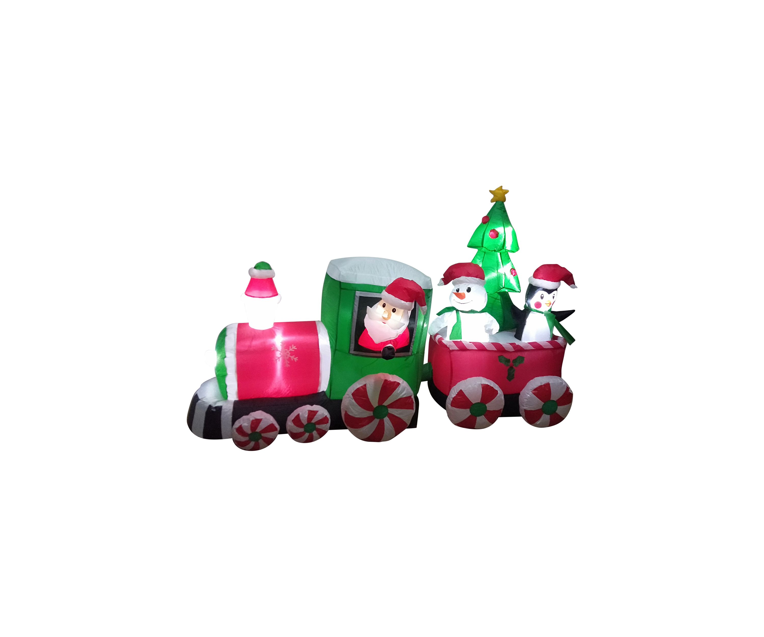 8 Inflatable Train With Santa and Friends Outdoor Christmas Decoration