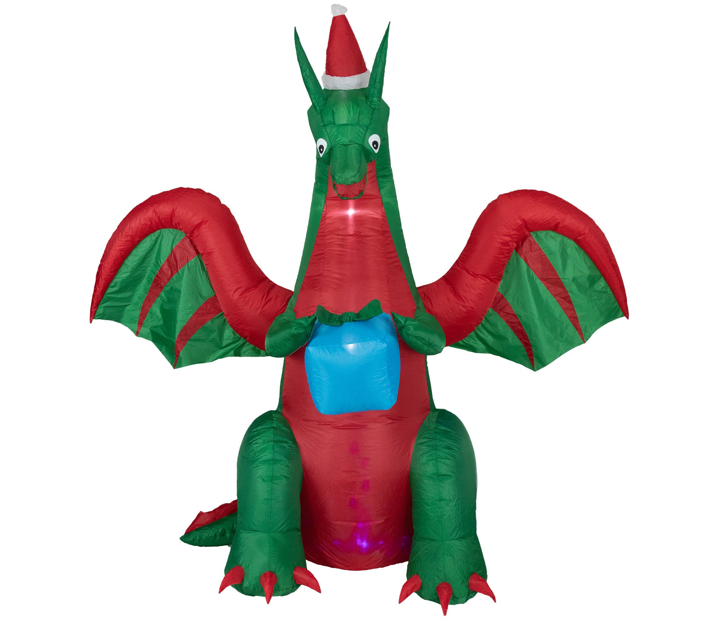 6 Inflatable LED Lighted Dragon with Gift Outdoor Christmas Decoration