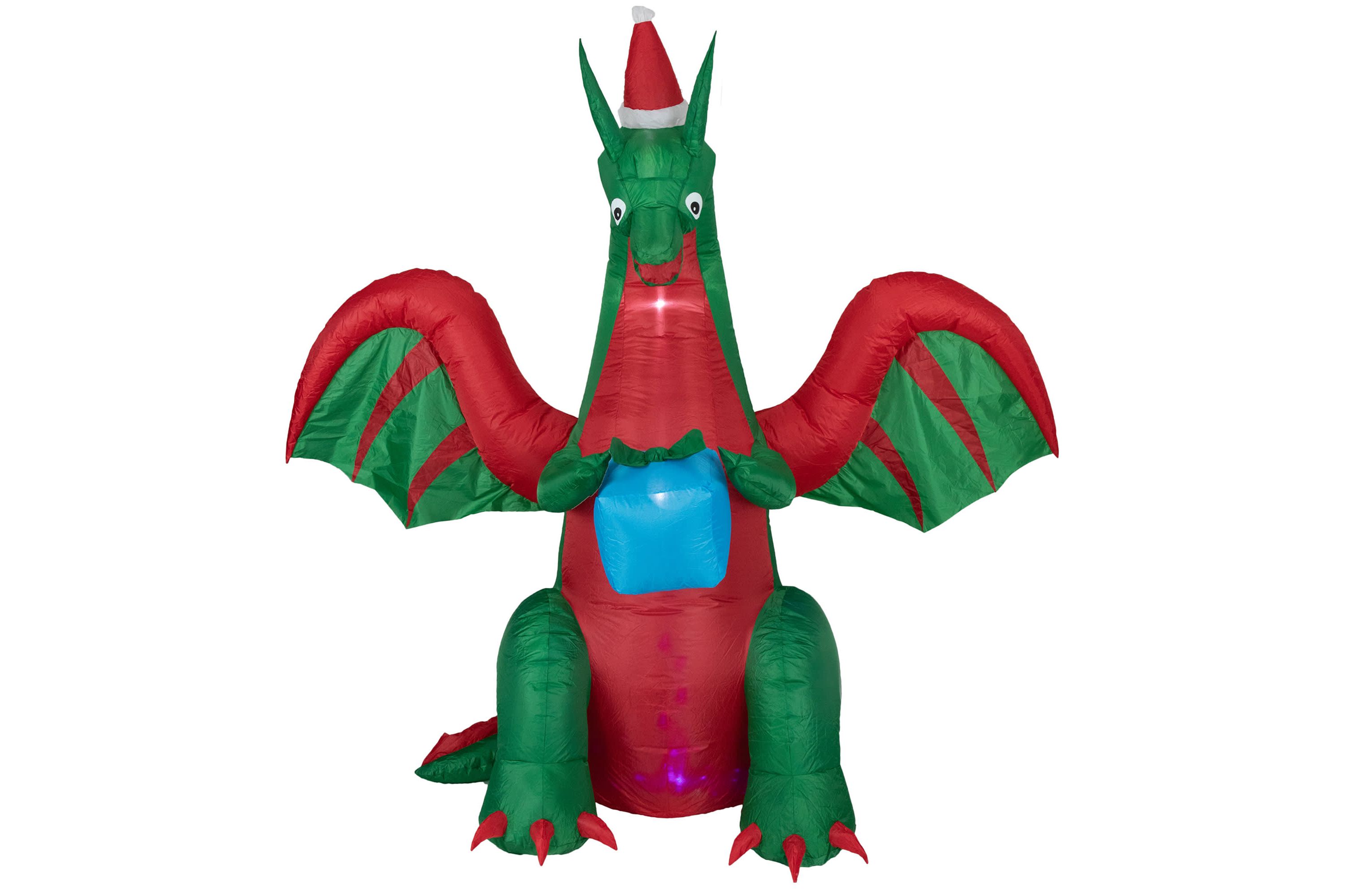 6 Inflatable LED Lighted Dragon with Gift Outdoor Christmas Decoration