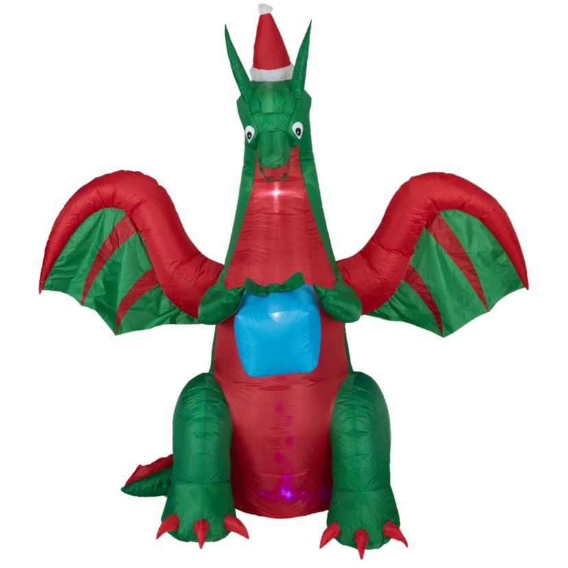 6 Inflatable LED Lighted Dragon with Gift Outdoor Christmas Decoration
