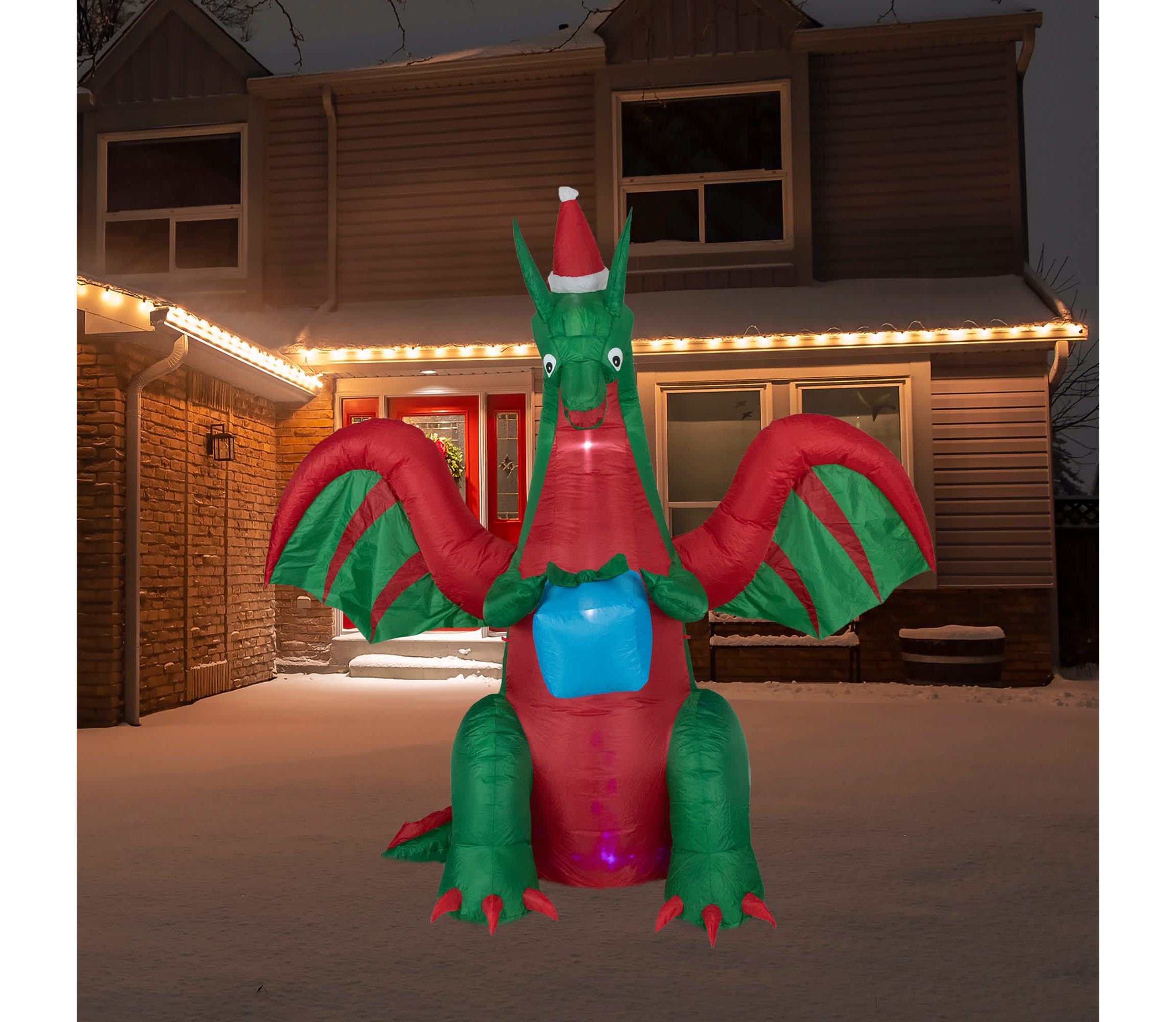 6 Inflatable LED Lighted Dragon with Gift Outdoor Christmas Decoration