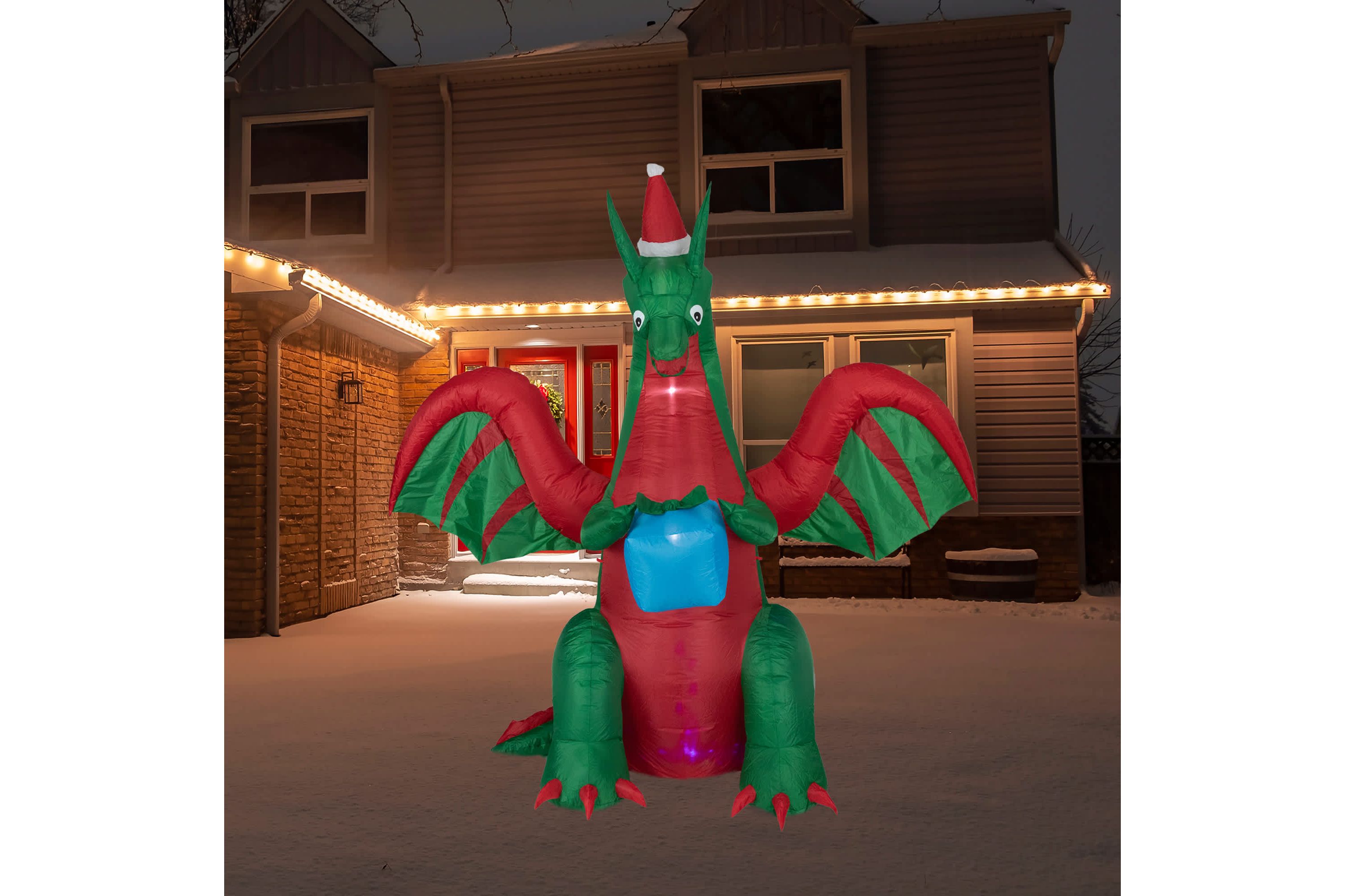 6 Inflatable LED Lighted Dragon with Gift Outdoor Christmas Decoration