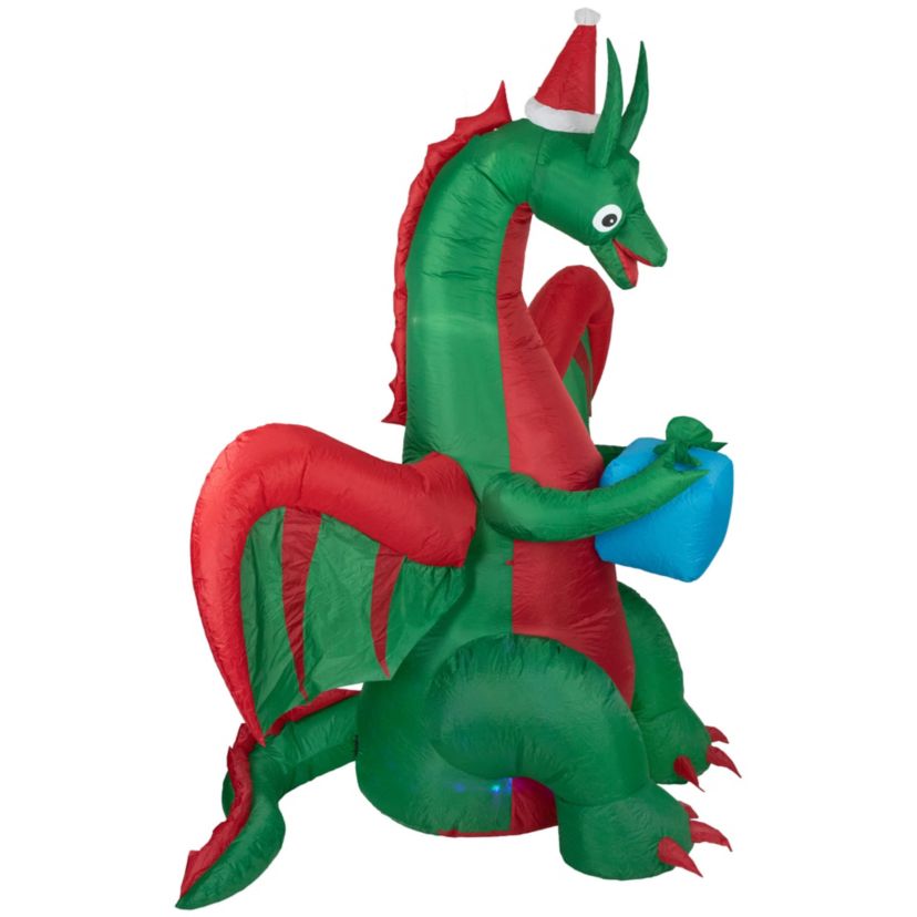6 Inflatable LED Lighted Dragon with Gift Outdoor Christmas Decoration