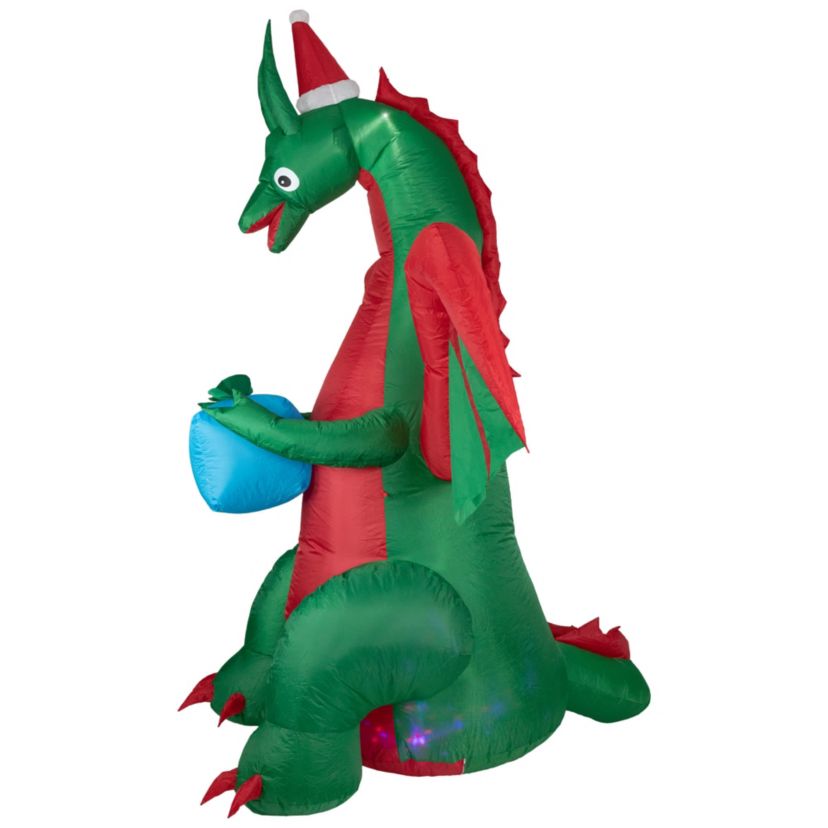 6 Inflatable LED Lighted Dragon with Gift Outdoor Christmas Decoration