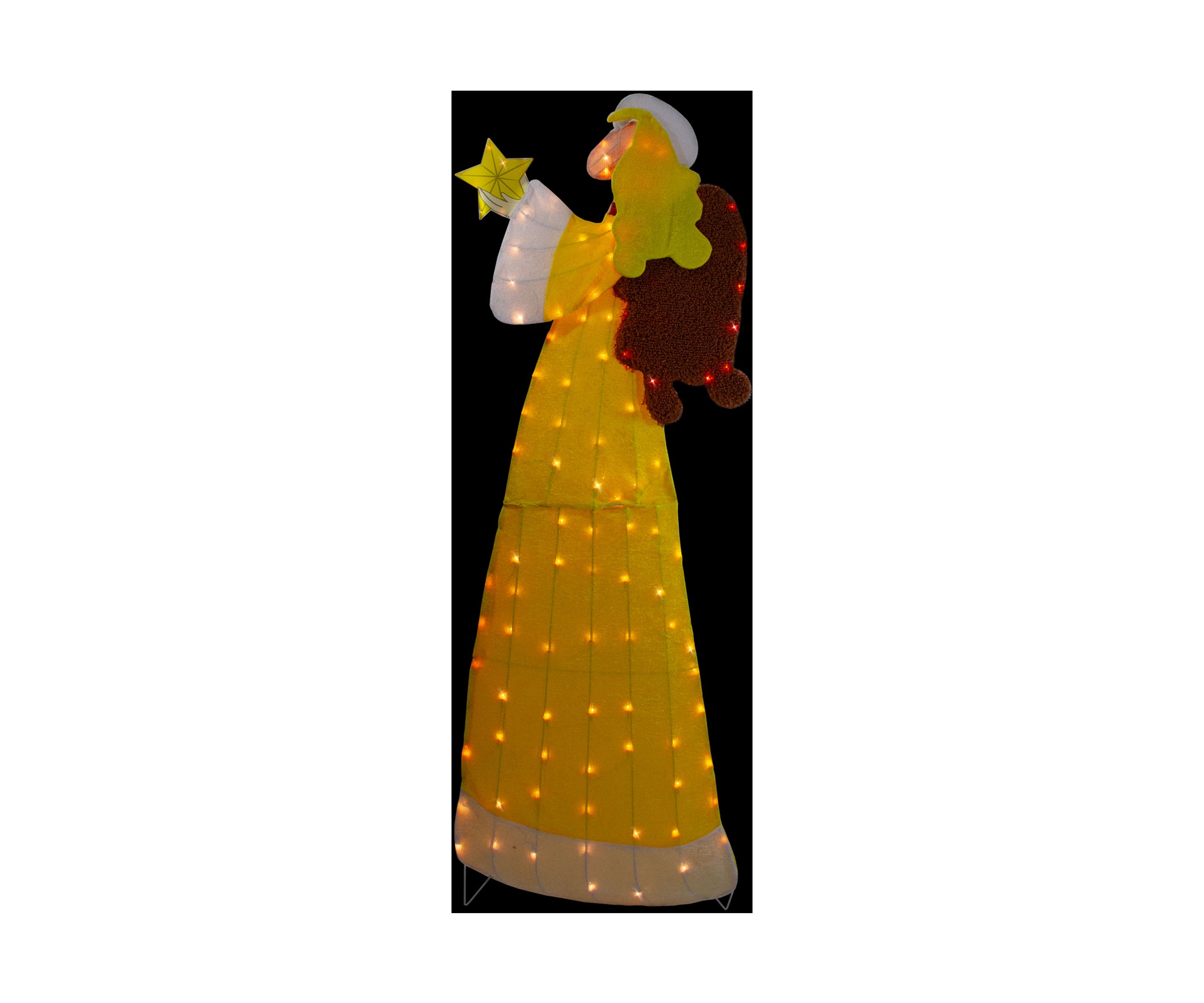 72Inch Lighted 2D Yellow Chenille Angel Outdoor Christmas Decoration